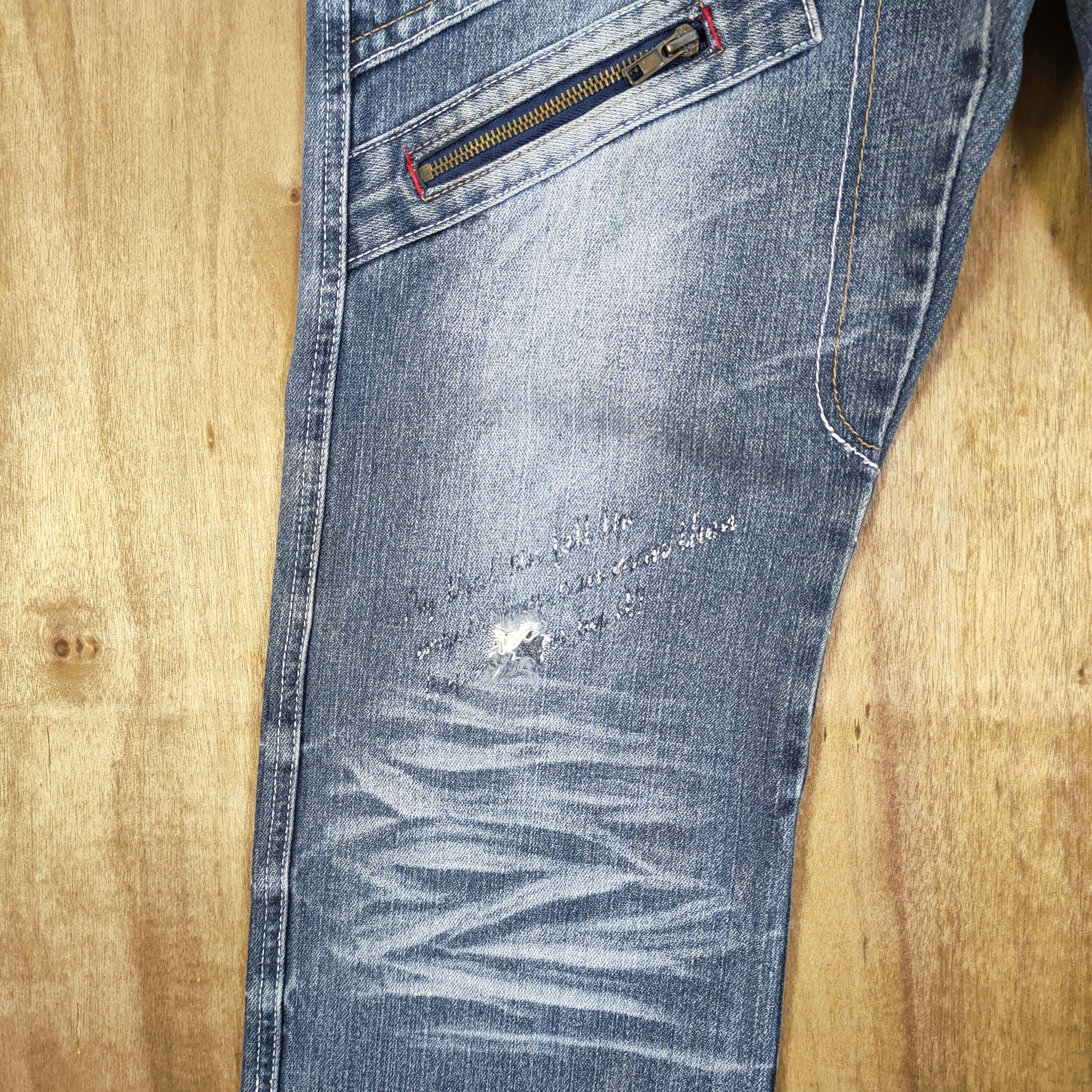 Japanese Brand HUNG FIVE FADED DENIM JEANS CARGO PANTS MULTIPOCKET Size US 32 / EU 48 - 4 Thumbnail
