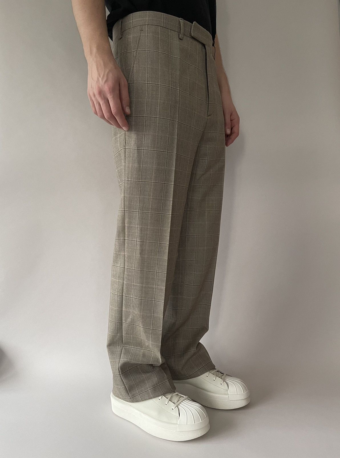 Pre-owned Gucci Windowpane Trouser In Beige