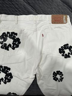 DIOR TEARS Carpenter Bermuda Shorts White Cotton Denim