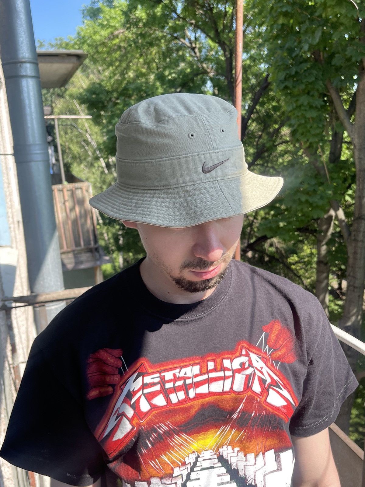 Nike 90s Vintage Nike Beige Swoosh Y2K Bucket Hat Cap Size ONE SIZE - 3 Thumbnail