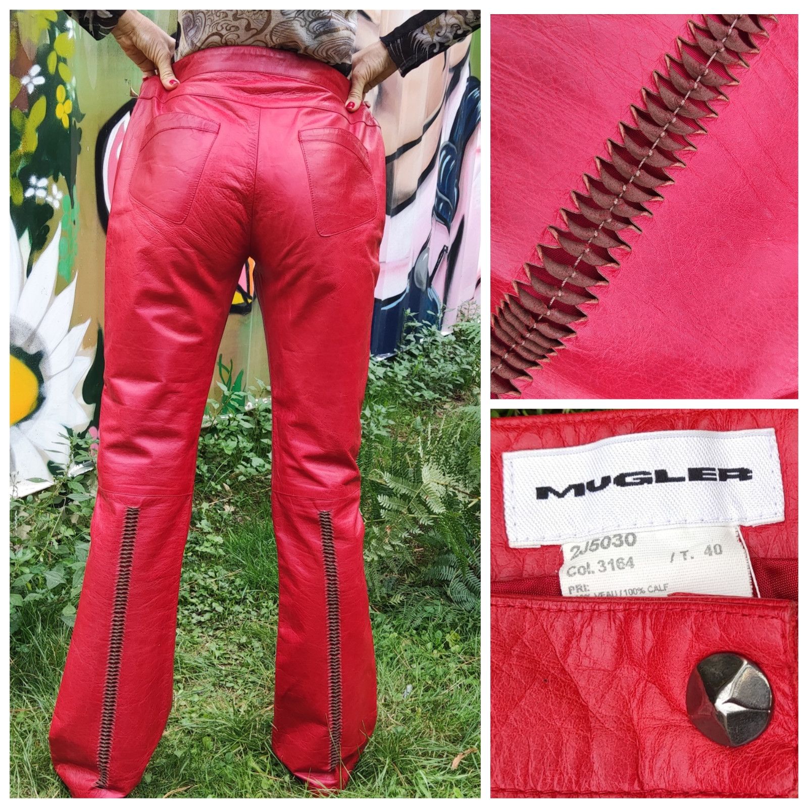 Thierry Mugler Thierry Mugler Leather Couture Cutout Trousers Pants Size US 32 / EU 48 - 1 Thumbnail