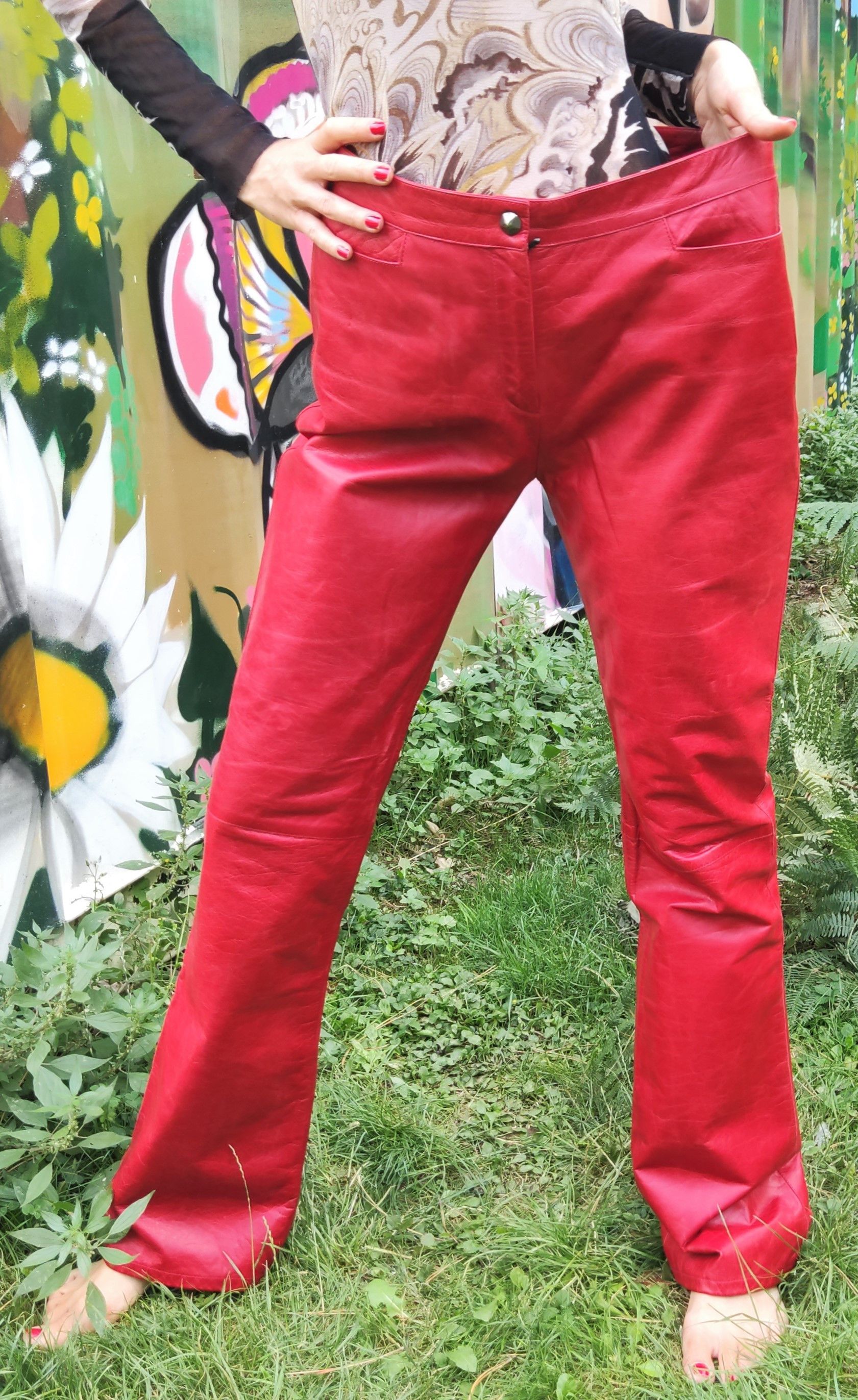 Thierry Mugler Thierry Mugler Leather Couture Cutout Trousers Pants Size US 32 / EU 48 - 2 Thumbnail