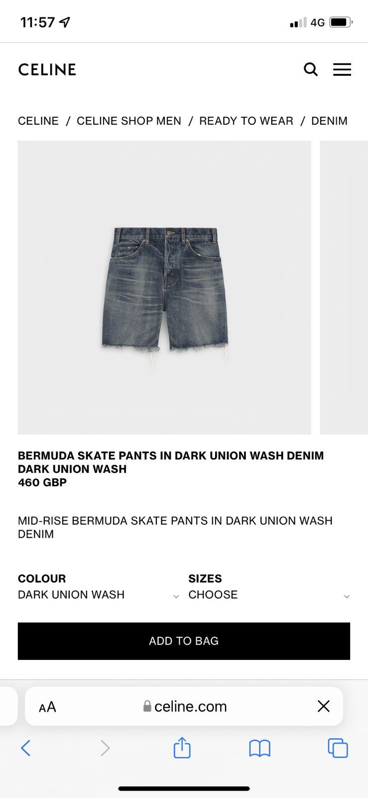 Celine 🤩RARE🤩 Celine ss21 Hedi denim union wash jean SHORTS Size US 31 - 4 Thumbnail