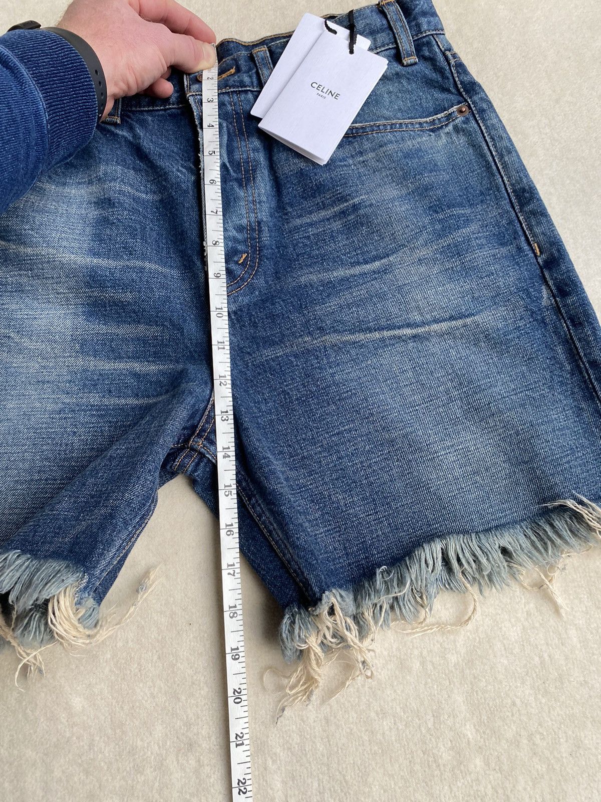 Celine 🤩RARE🤩 Celine ss21 Hedi denim union wash jean SHORTS Size US 31 - 18 Thumbnail