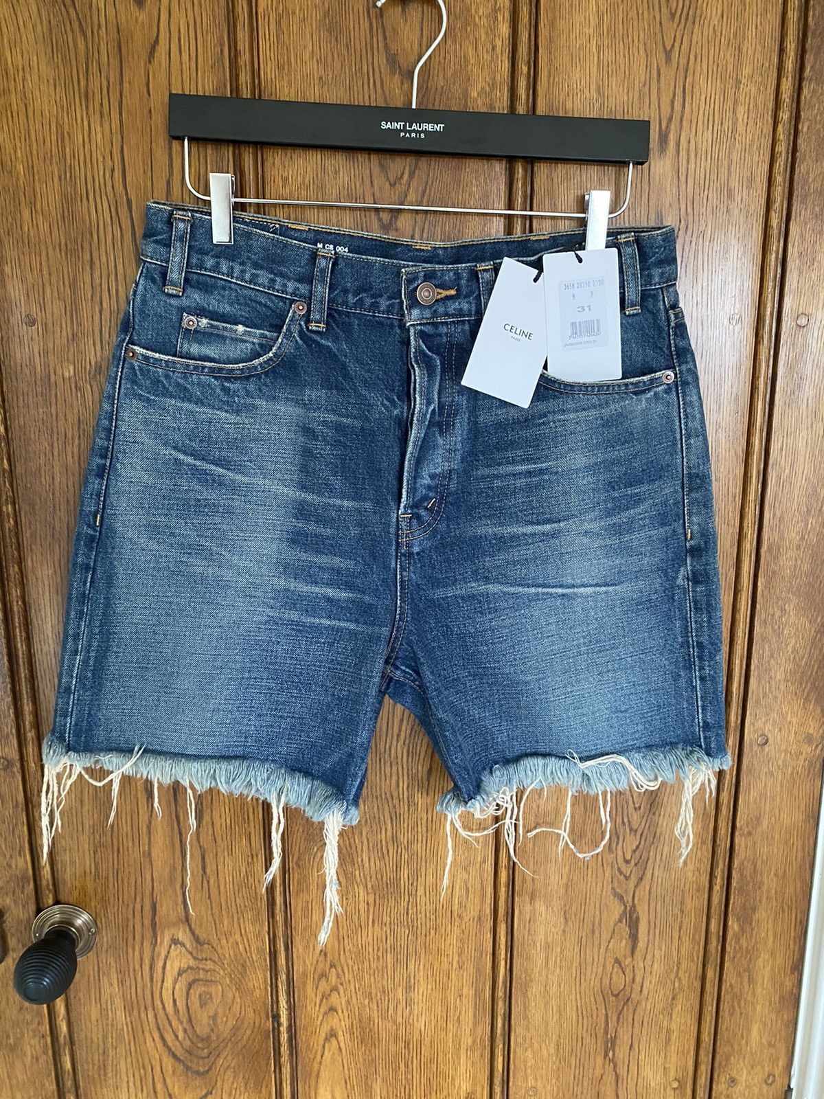 Image of Celine Ss21 ‘The Dancing Kid’ Dark Union Wash Shorts in Blue, Men's (Size 31)