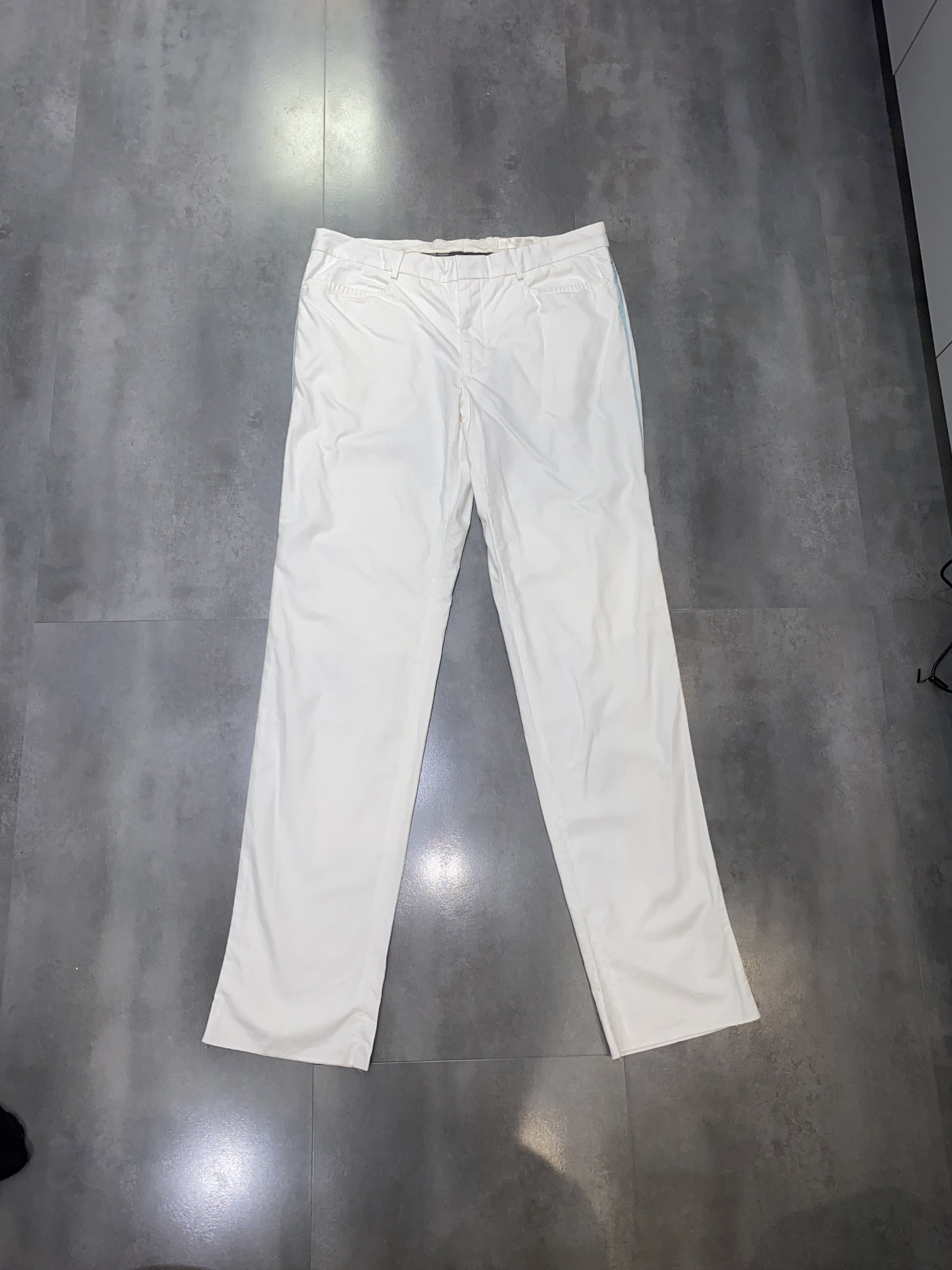 Alexander McQueen SS07 Alexander McQueen Turqoise Striped Cream Pants Size US 36 / EU 52 - 8 Thumbnail