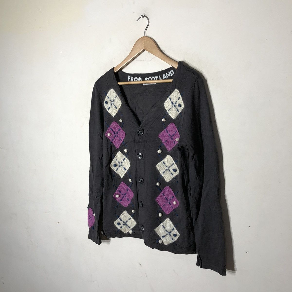 Japanese Brand LIGHT CARDIGAN ROUGH NATURAL CHARM MADE IN SCOTLAND Size US M / EU 48-50 / 2 - 2 Thumbnail
