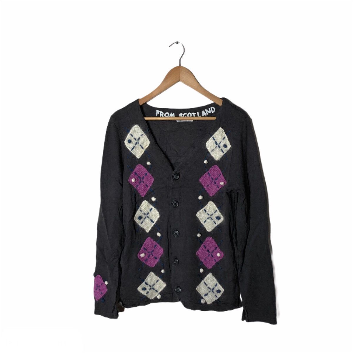 Japanese Brand LIGHT CARDIGAN ROUGH NATURAL CHARM MADE IN SCOTLAND Size US M / EU 48-50 / 2 - 1 Thumbnail