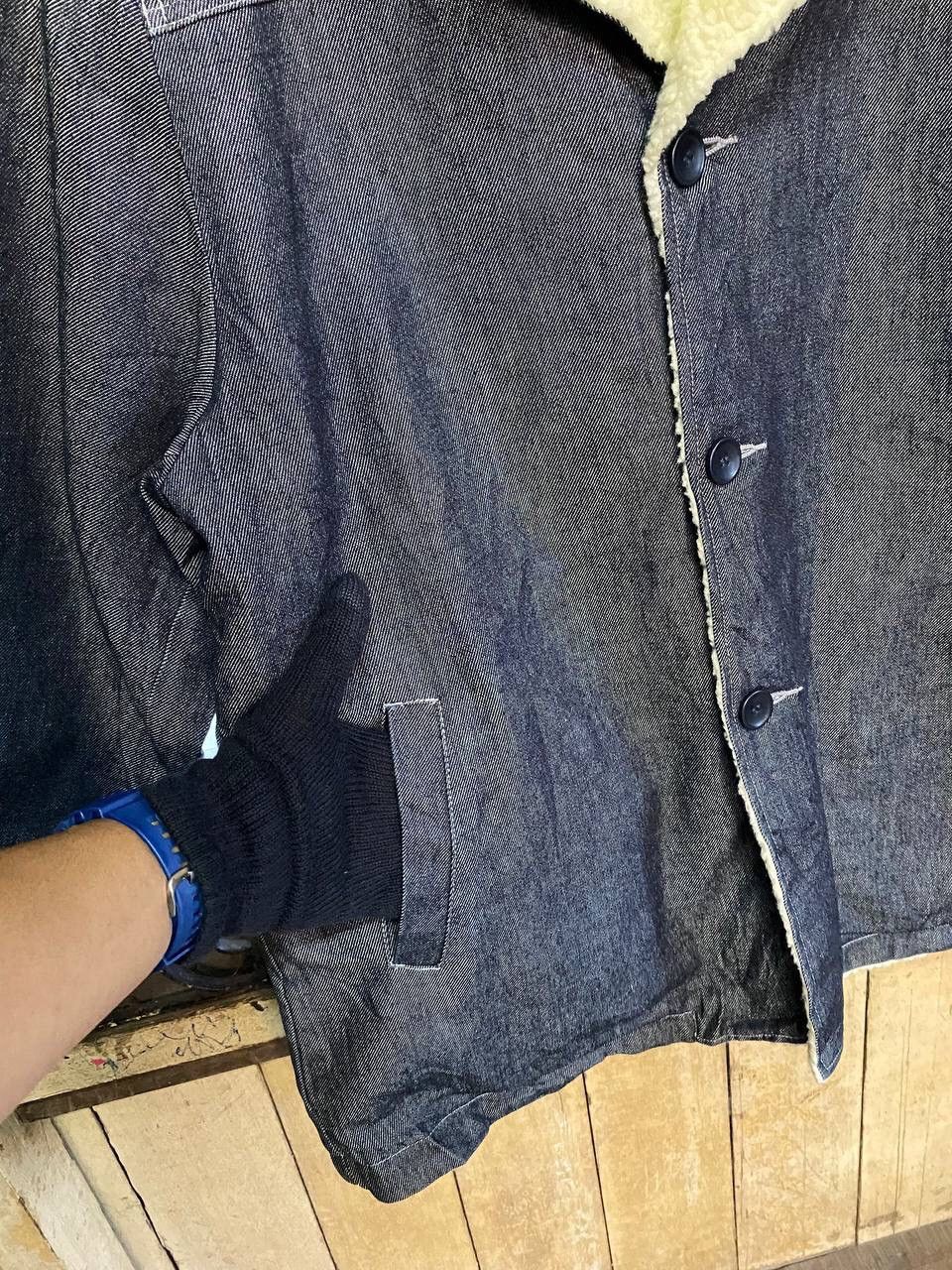 Japanese Brand Queen Valman Denim Sherpa Chore Coat Size US L / EU 52-54 / 3 - 6 Thumbnail