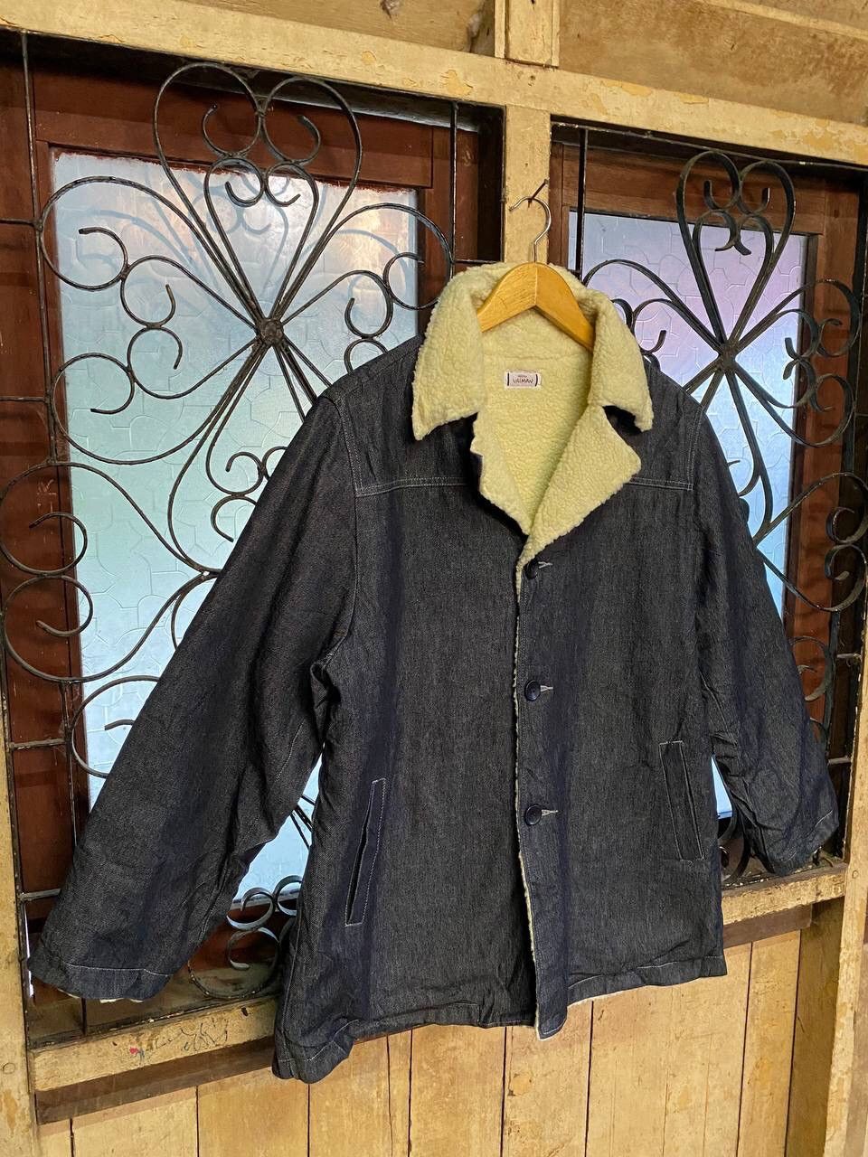 Japanese Brand Queen Valman Denim Sherpa Chore Coat Size US L / EU 52-54 / 3 - 4 Thumbnail