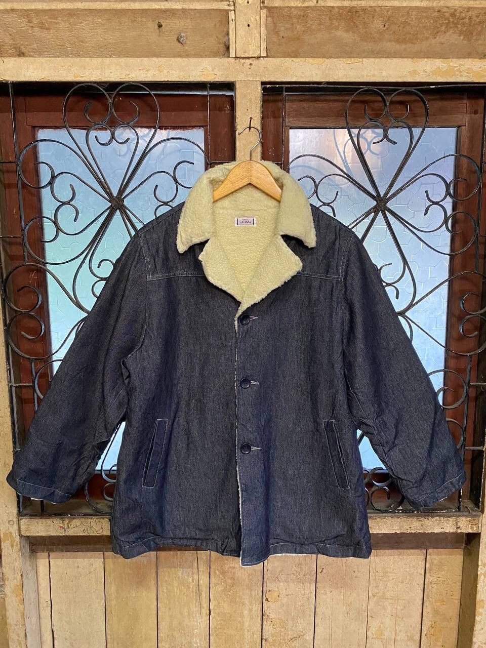 Japanese Brand Queen Valman Denim Sherpa Chore Coat Size US L / EU 52-54 / 3 - 3 Thumbnail