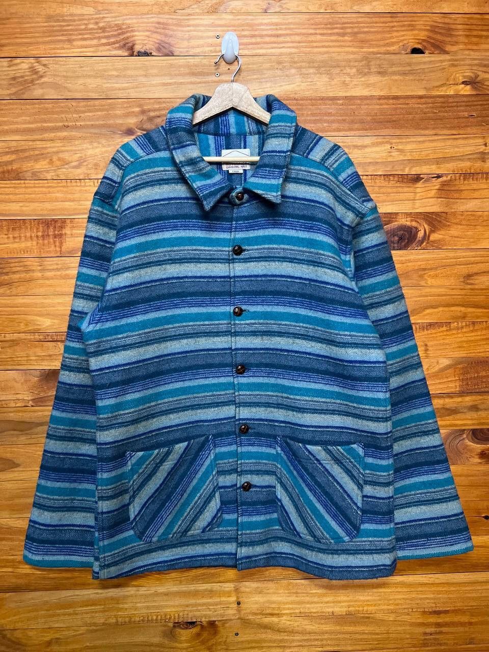 Vintage VINTAGE MOVENPICK ORIGINAL KNIT HAIR BLUE STRIPE JACKET Size US L / EU 52-54 / 3 - 1 Thumbnail
