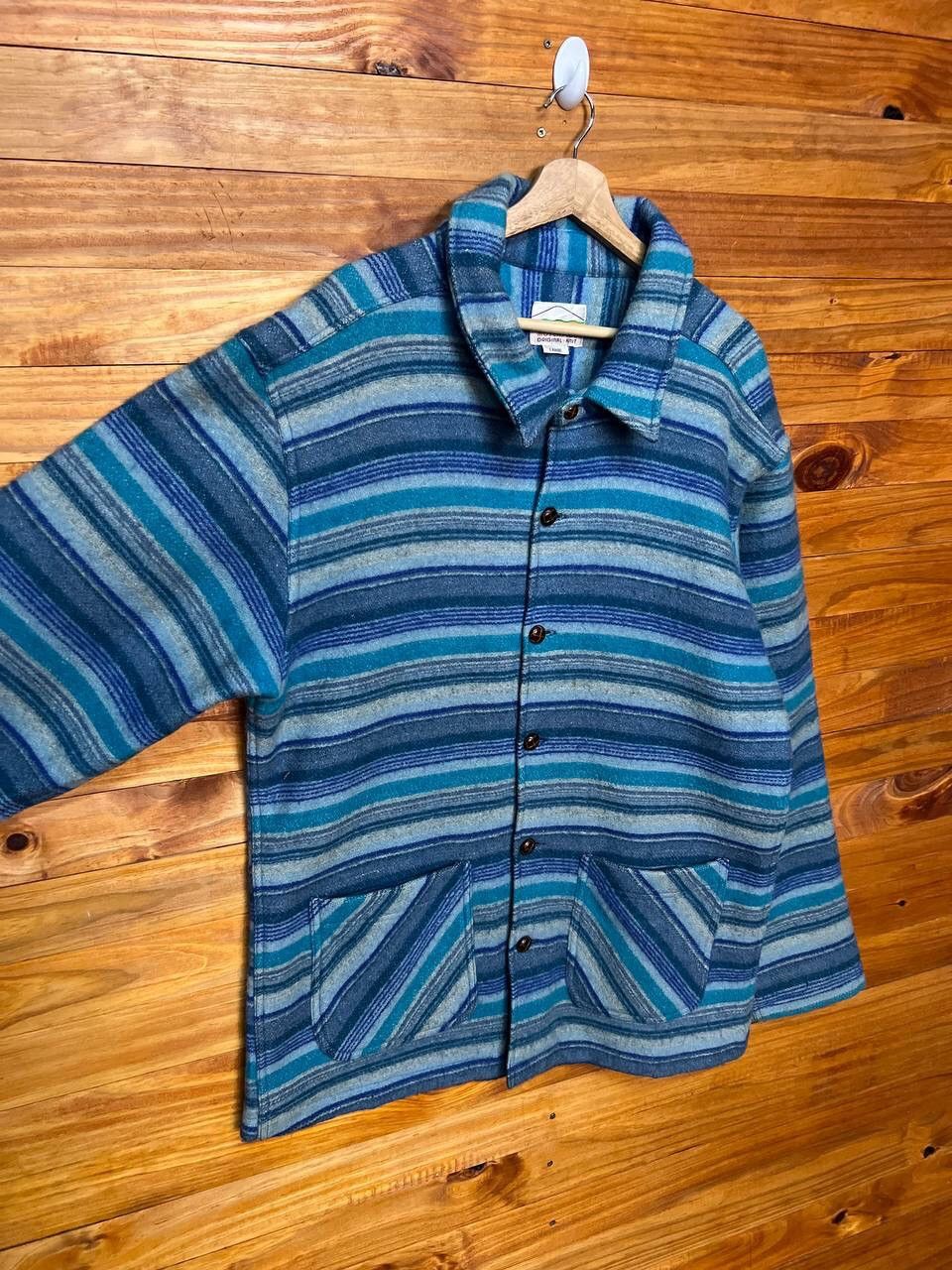 Vintage VINTAGE MOVENPICK ORIGINAL KNIT HAIR BLUE STRIPE JACKET Size US L / EU 52-54 / 3 - 5 Thumbnail