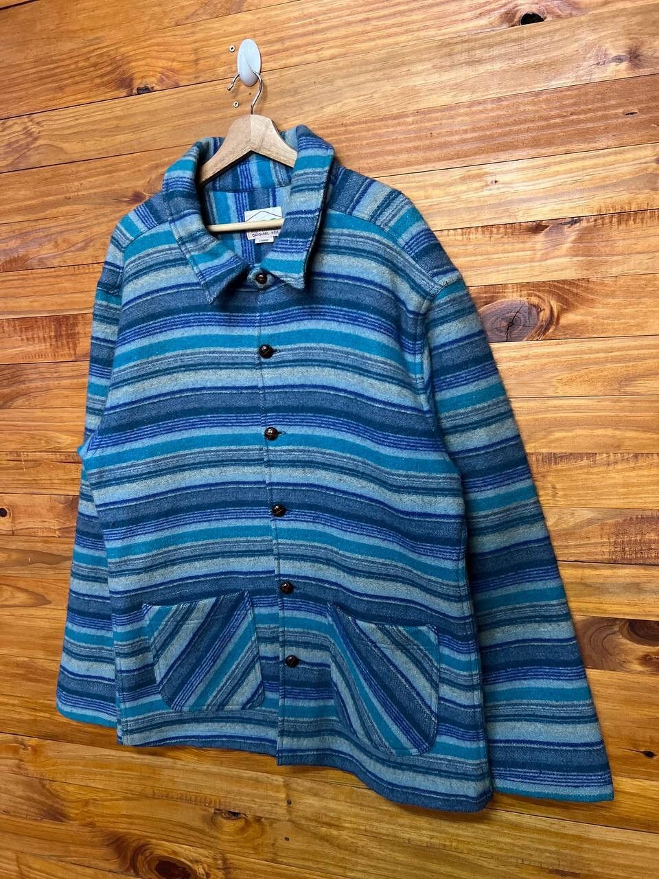 Vintage VINTAGE MOVENPICK ORIGINAL KNIT HAIR BLUE STRIPE JACKET Size US L / EU 52-54 / 3 - 3 Thumbnail