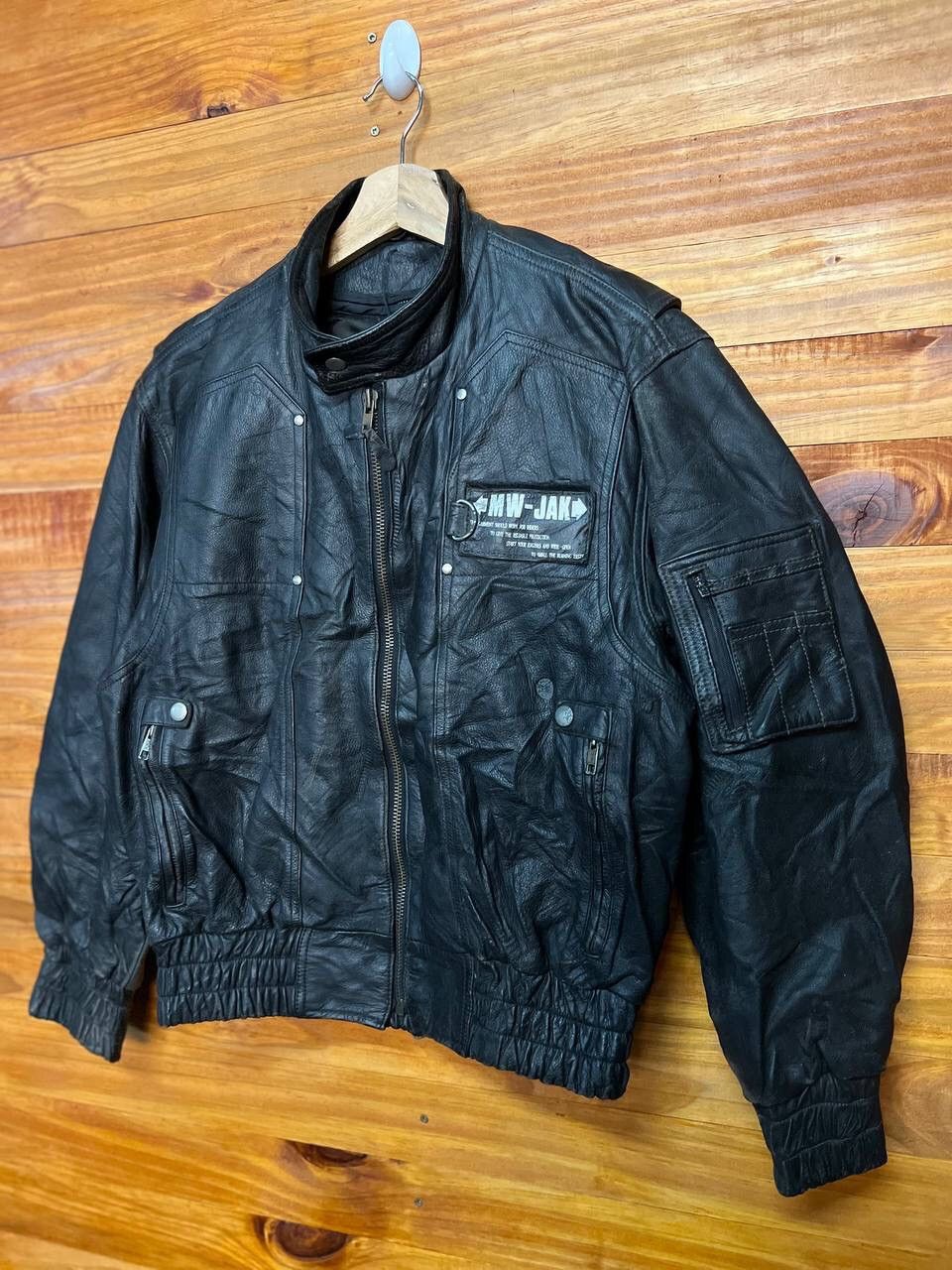 Genuine Leather VINTAGE MW-JAK BIKER LEATHER JACKET Size US M / EU 48-50 / 2 - 4 Thumbnail