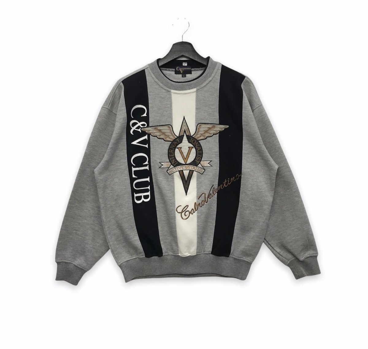 Designer × Valentino × Vintage Rare!! Vintage Carlo Valentino Embroidery Sweatshirt Size US L / EU 52-54 / 3 - 1 Thumbnail