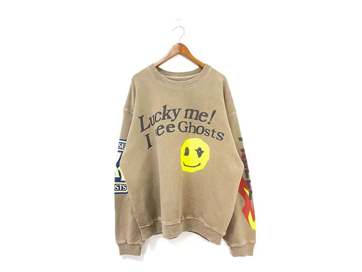 image of Cactus Plant Flea Market x Kanye West Kids See Ghosts Crewneck Sweatshirt in Brown (Size Large)