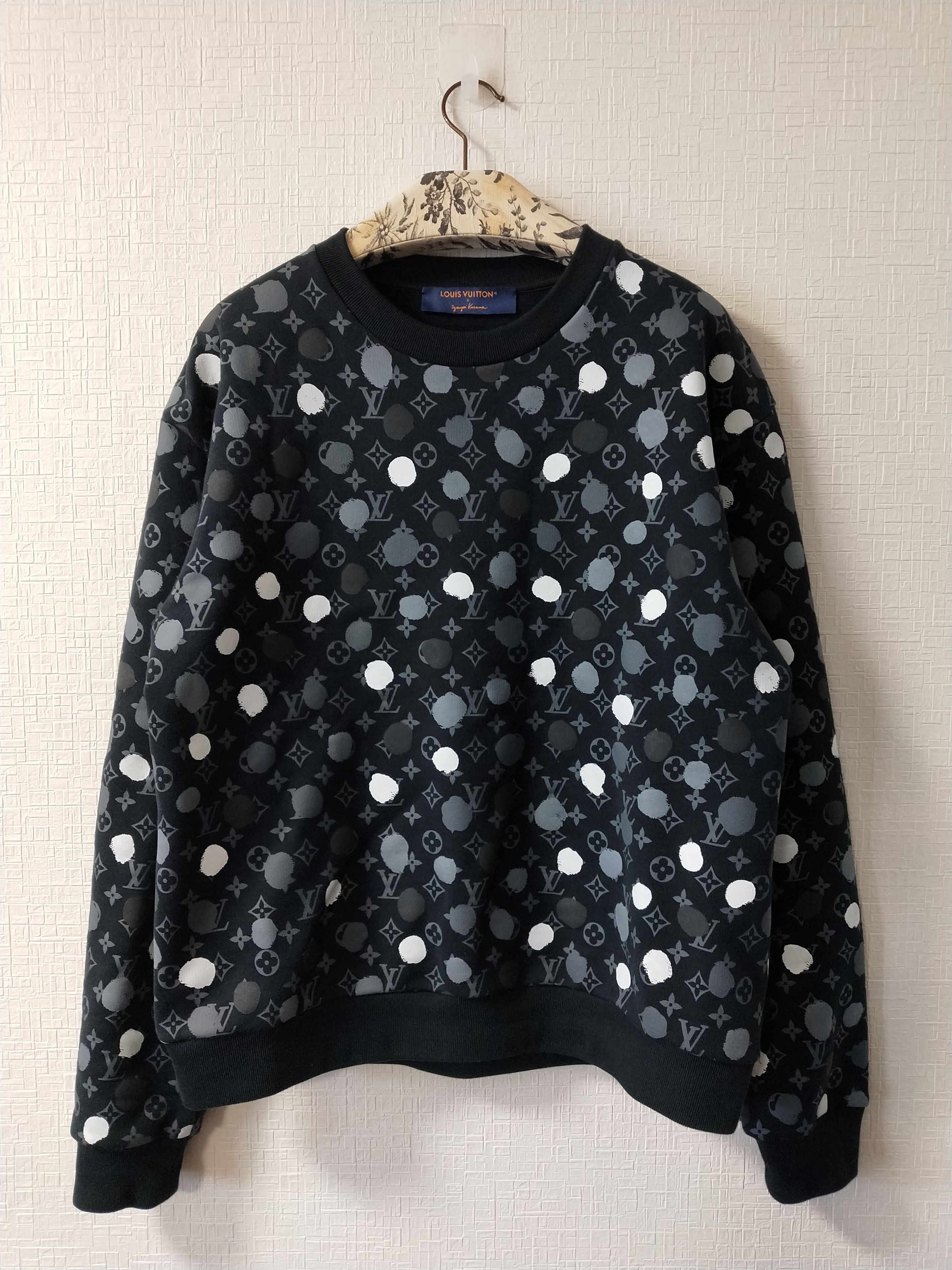 image of Louis Vuitton Yayoi Kusama Painted Dots Sweatshirt in Black, Men's (Size Large)