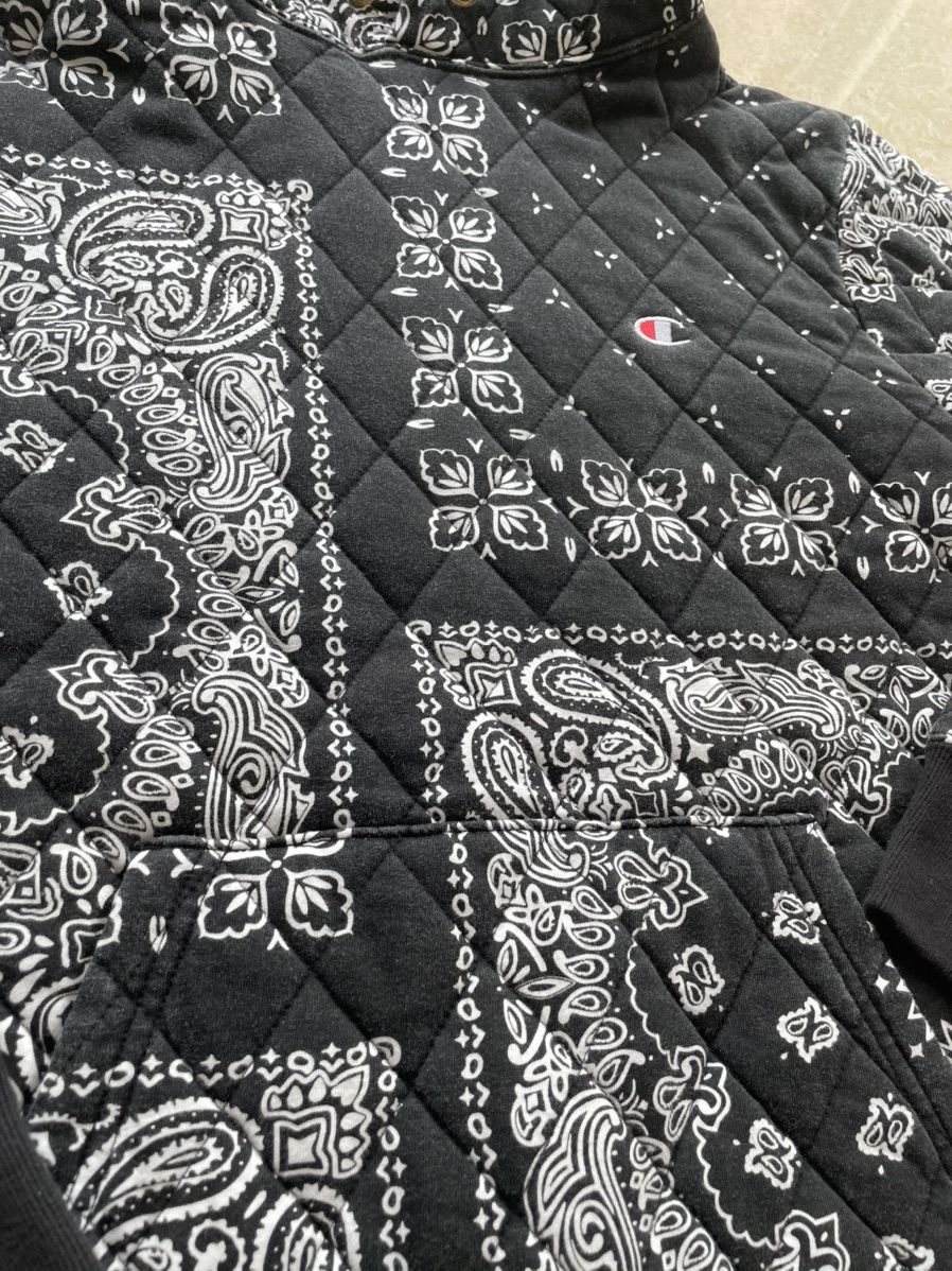 image of Champion Japanese Line Bandana Hoodie in Black, Men's (Size Medium)