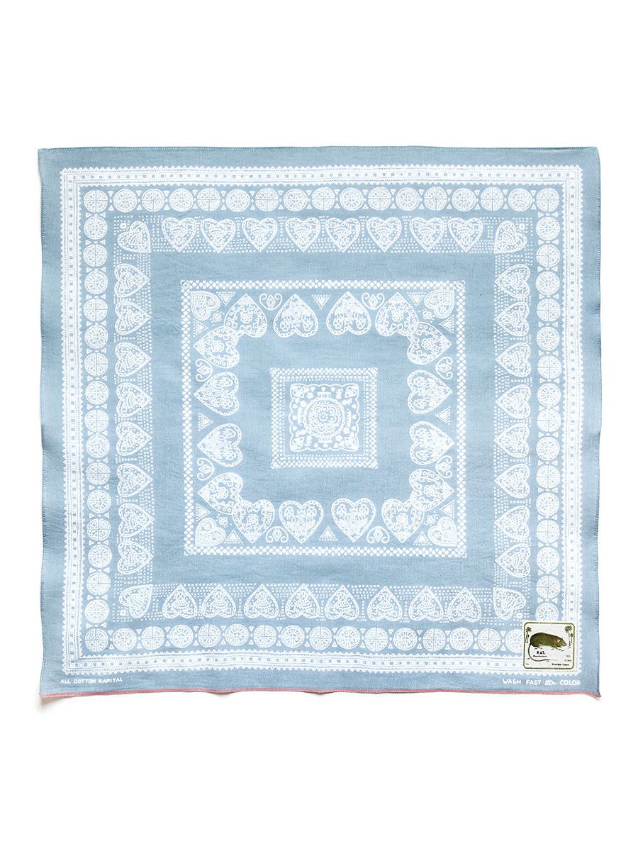 image of Kapital Henna Heart Bandana in Blue, Men's