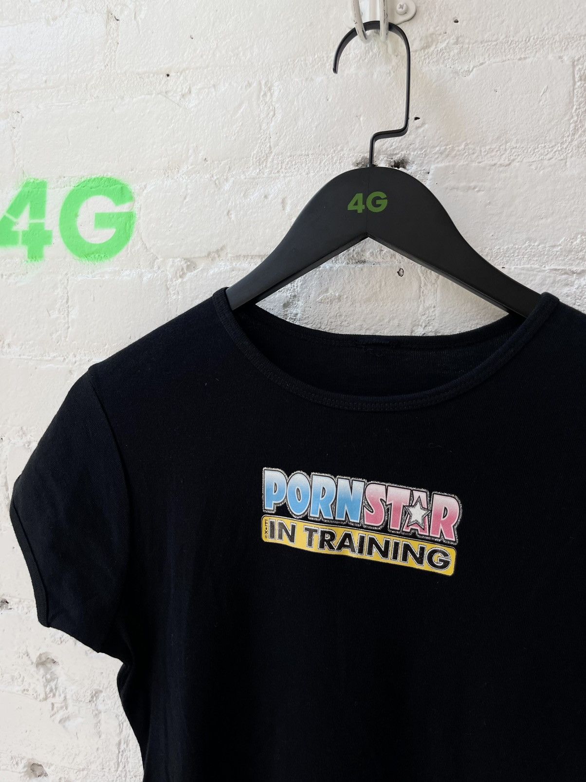 image of Vintage 90's Pornstar Porn Shirt Baby Tee S/m in Black, Women's (Size Small)