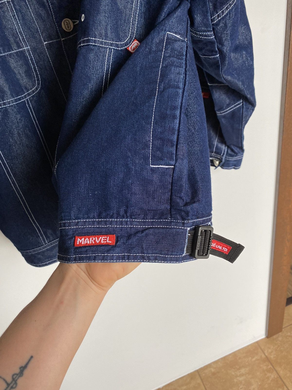 Ecko Unltd. × Marvel Comics × Vintage Vintage Marvel x Ecko Jacket USA Light Denim Size US L / EU 52-54 / 3 - 8 Thumbnail