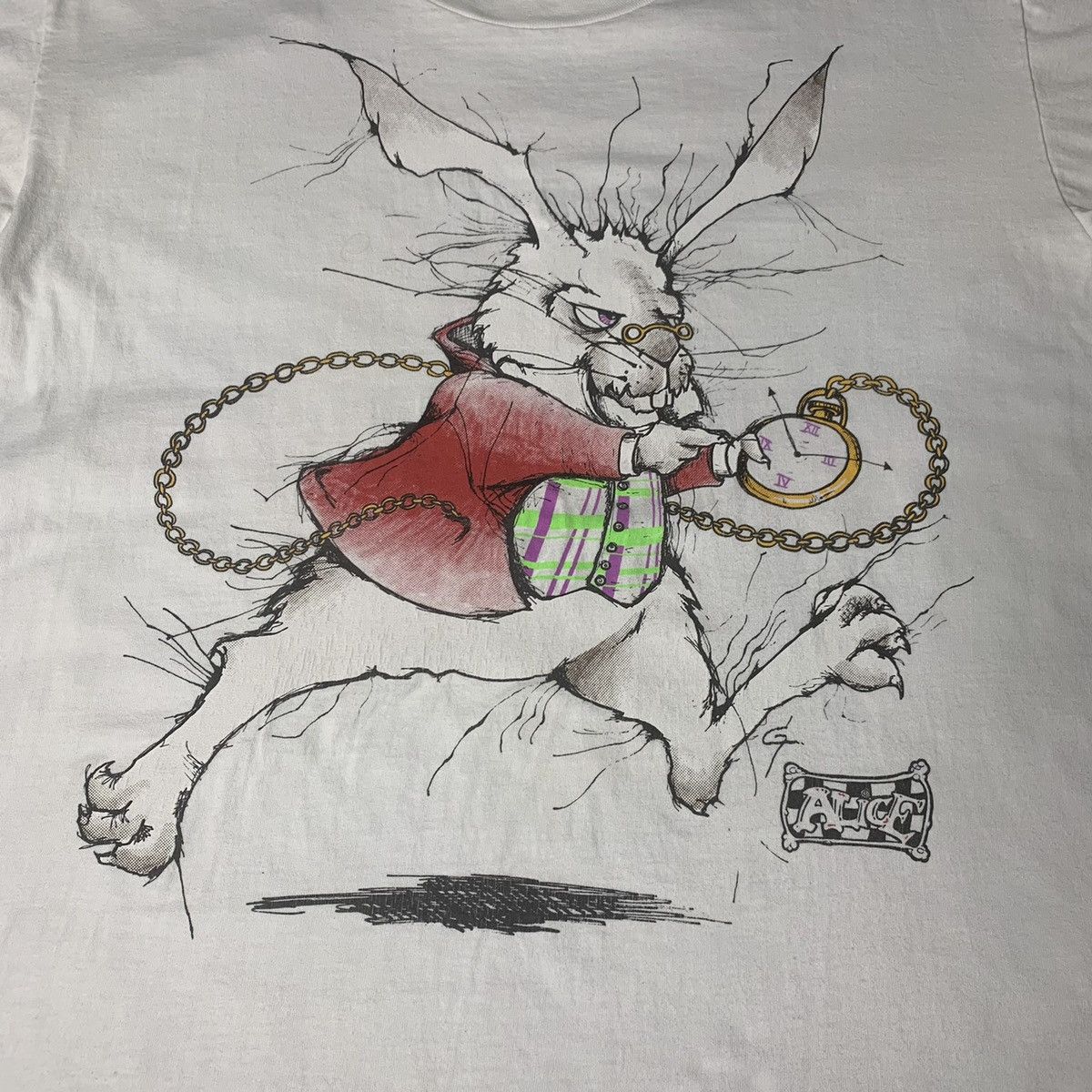 Other Vintage Andazia Alice In Wonderland “I’m Late” AOP Tee Size US L / EU 52-54 / 3 - 2 Thumbnail