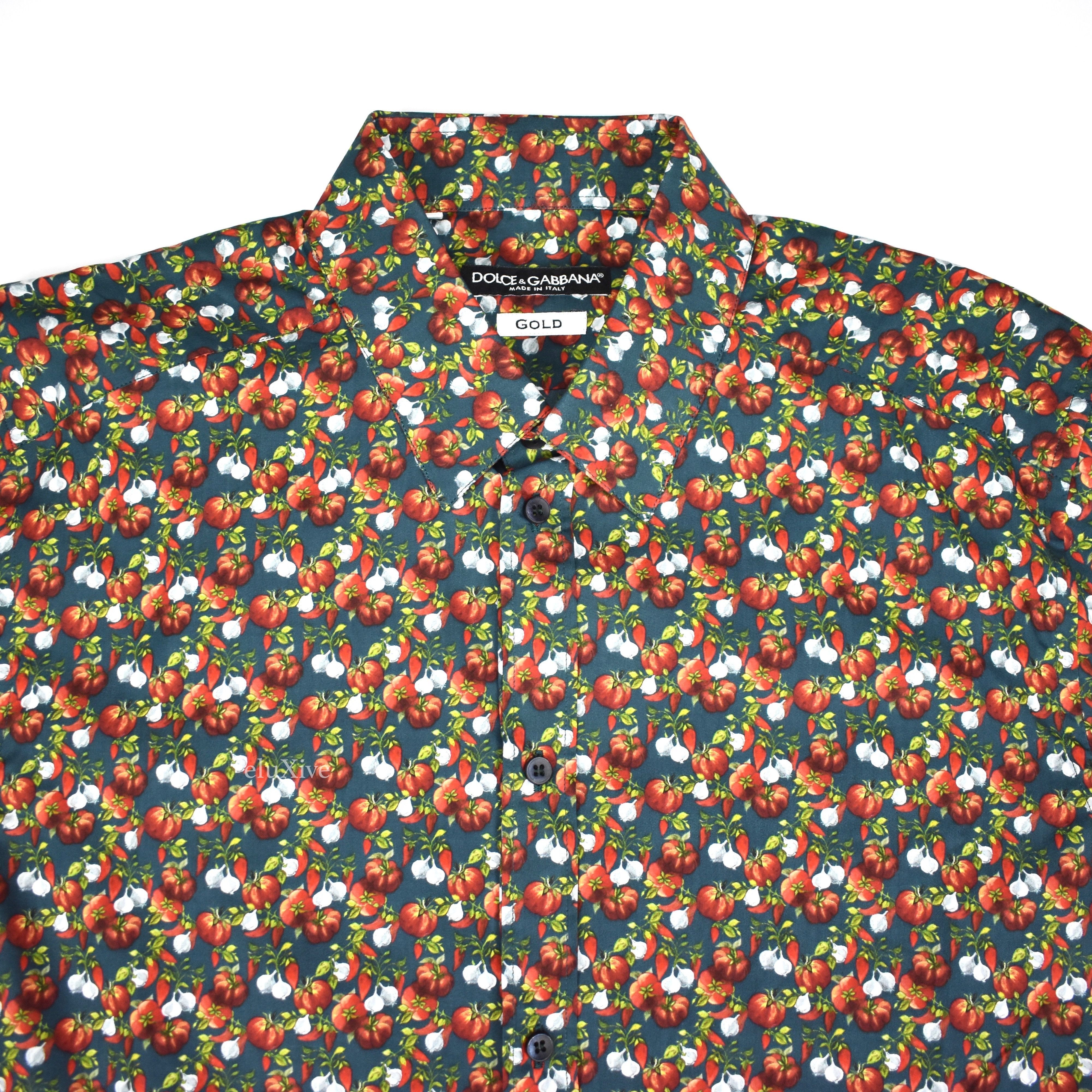 Dolce & Gabbana Vegetable Print Button Down Shirt NWT Size US L / EU 52-54 / 3 - 2 Thumbnail