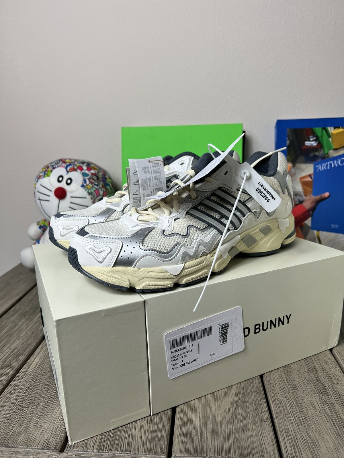 image of Adidas Bad Bunny Response Cl Shoes in White, Men's (Size 11.5)
