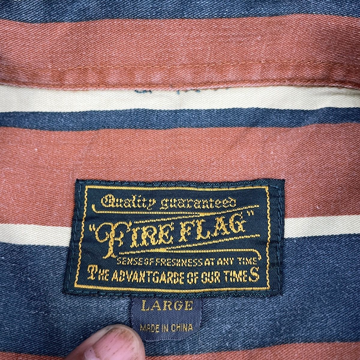 Japanese Brand × Vintage Vintage Japanese Brand Hickory Fire Flag Button Ups Shirt Size US L / EU 52-54 / 3 - 4 Thumbnail