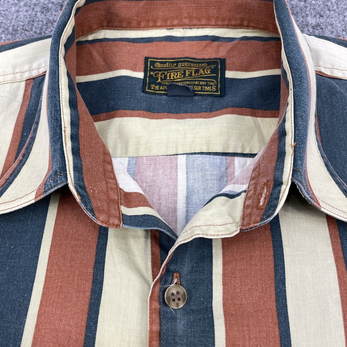 Japanese Brand × Vintage Vintage Japanese Brand Hickory Fire Flag Button Ups Shirt Size US L / EU 52-54 / 3 - 3 Thumbnail