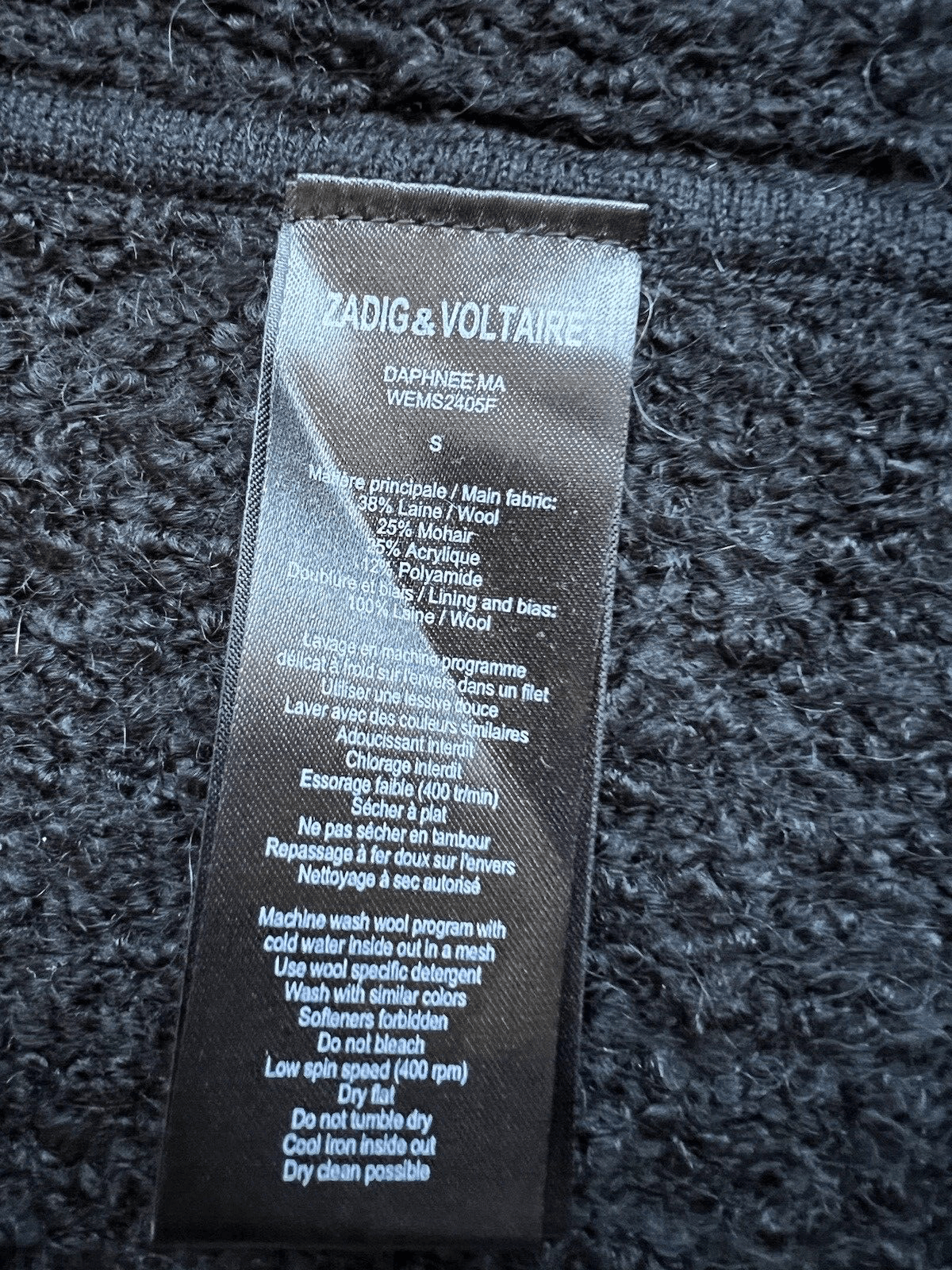 Zadig & Voltaire Zadig & Voltaire Cardigan Black Wool Blend Size S Size S / US 4 / IT 40 - 3 Thumbnail