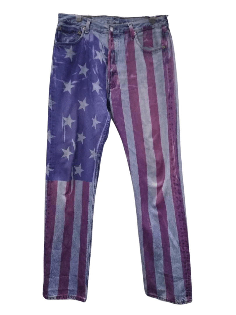 Levi's Custom Levi’s 501 USA Flag Print – Reworked by G Rags 72 Size US 35 - 1 Thumbnail