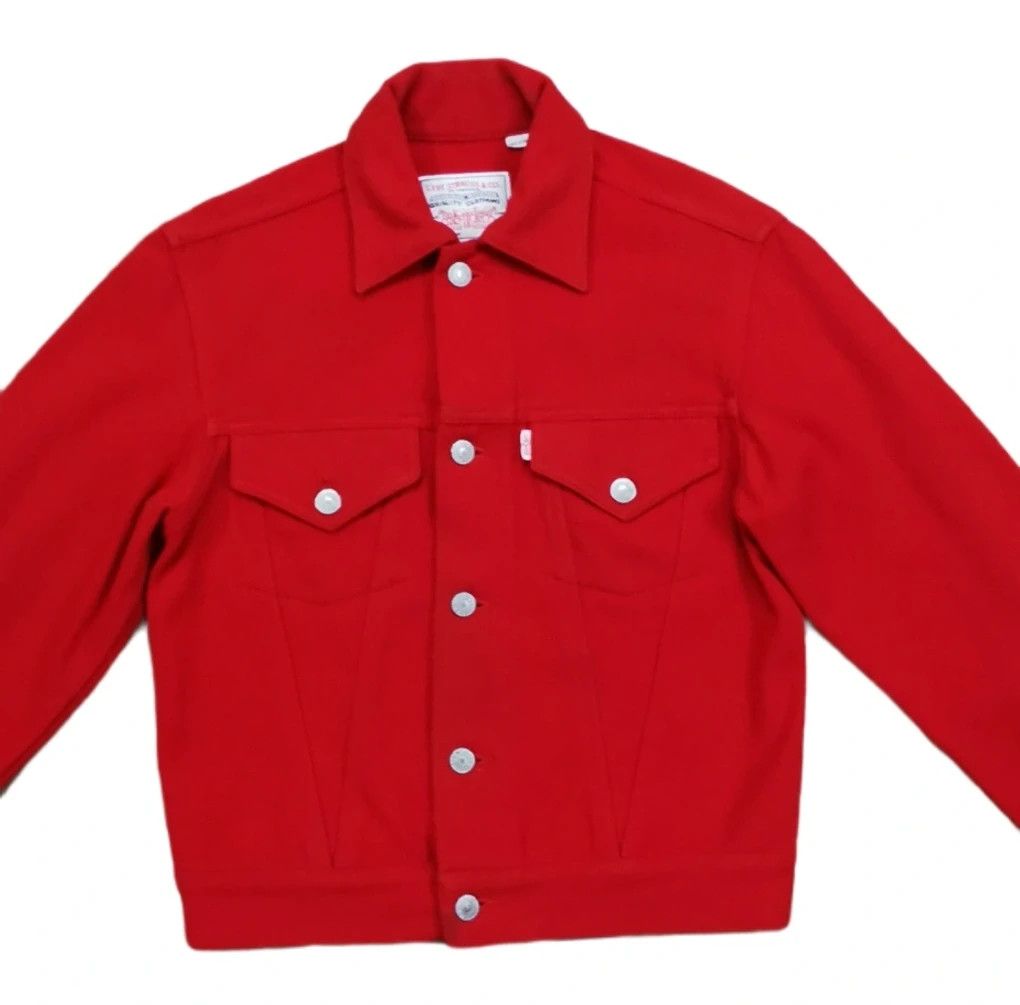 Levi's Levis Red Wool Denim Women Trucker Jacket Size S / US 4 / IT 40 - 3 Thumbnail