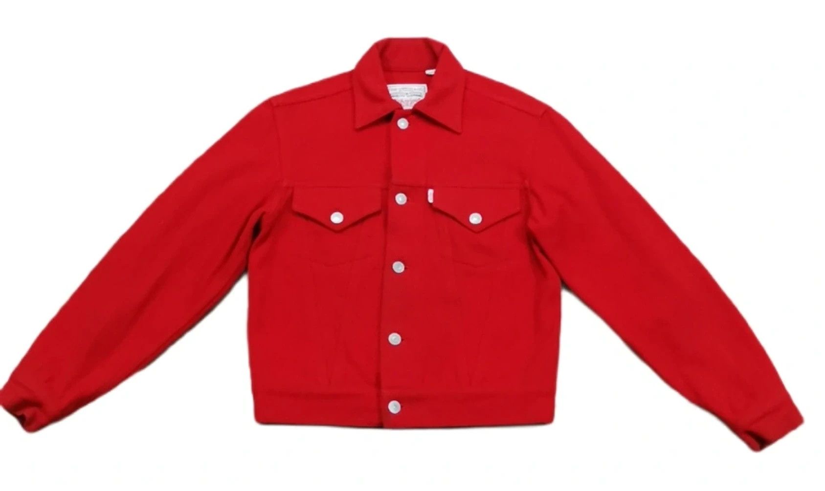 Levi's Levis Red Wool Denim Women Trucker Jacket Size S / US 4 / IT 40 - 1 Thumbnail