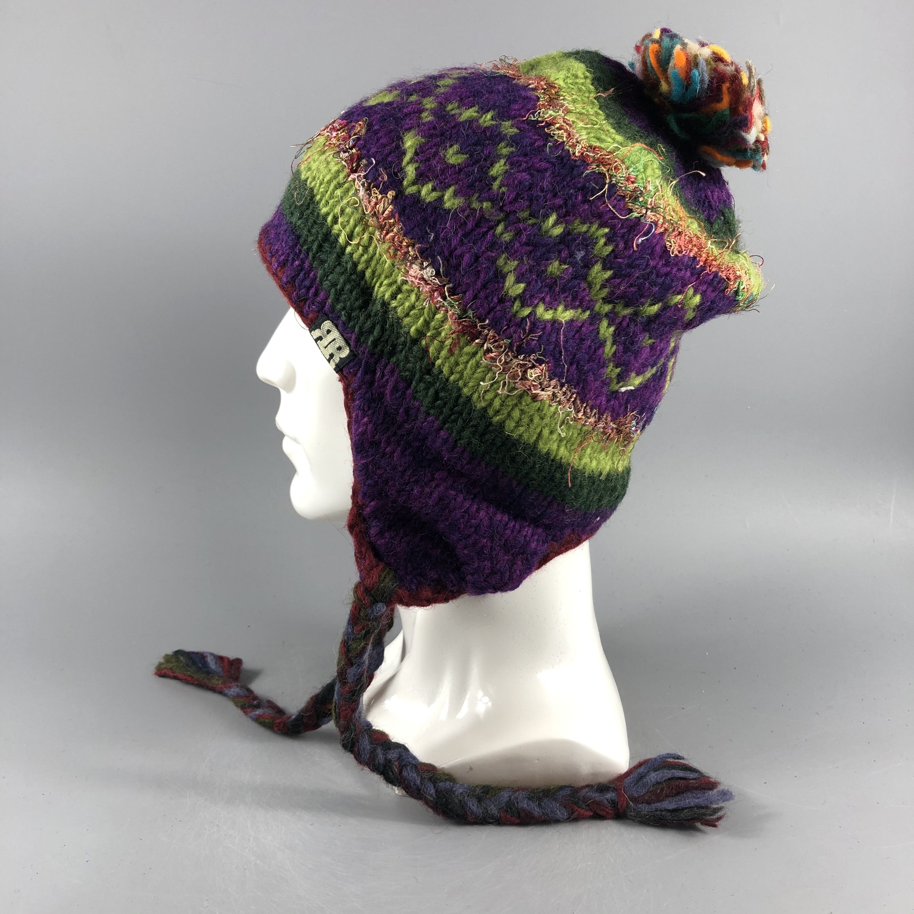 image of Vintage Multicolor Ear Flap Hat Beanie Snow Hat Snow Cap -D578, Men's