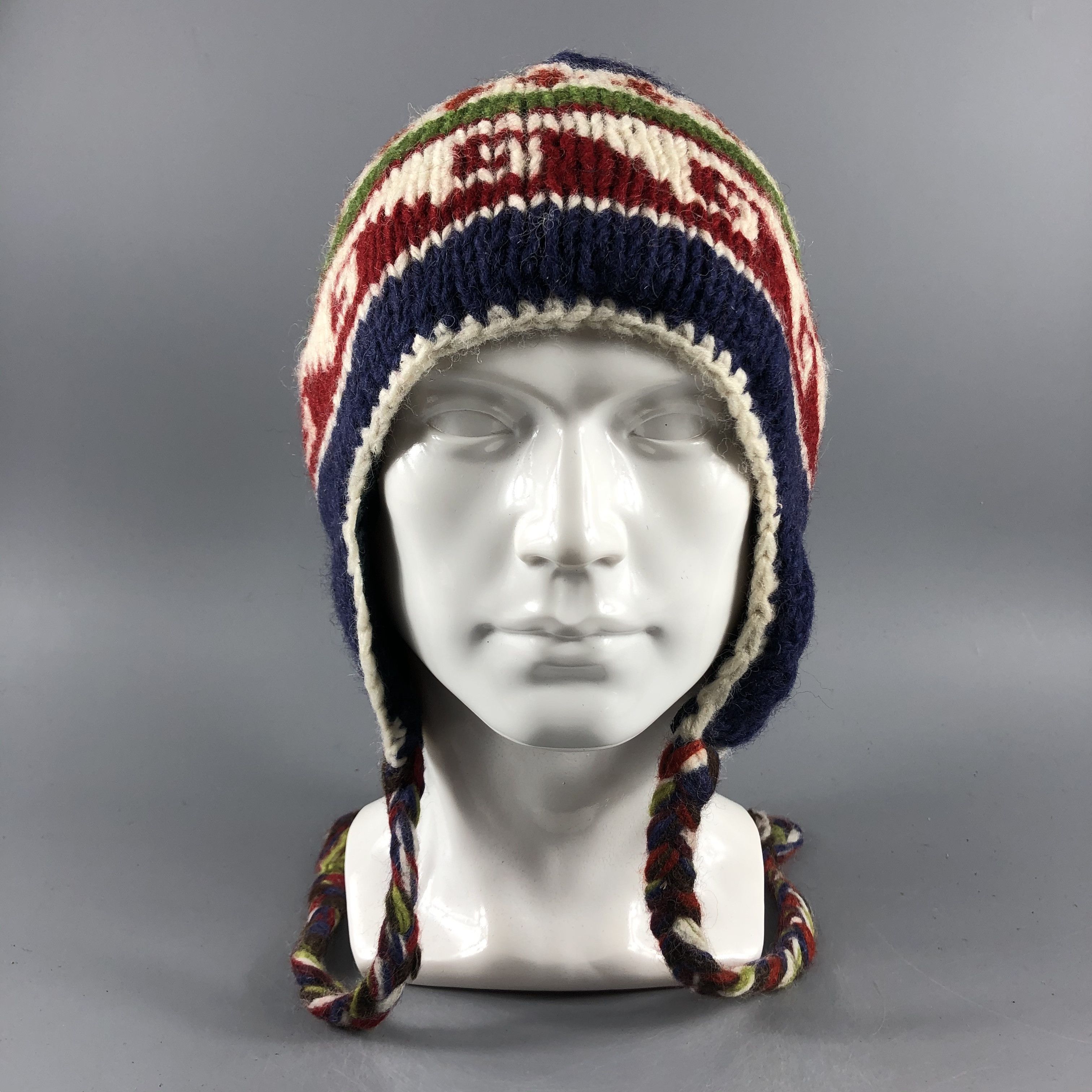 image of Vintage Multicolor Ear Flap Hat Beanie Snow Hat Snow Cap -D579, Men's