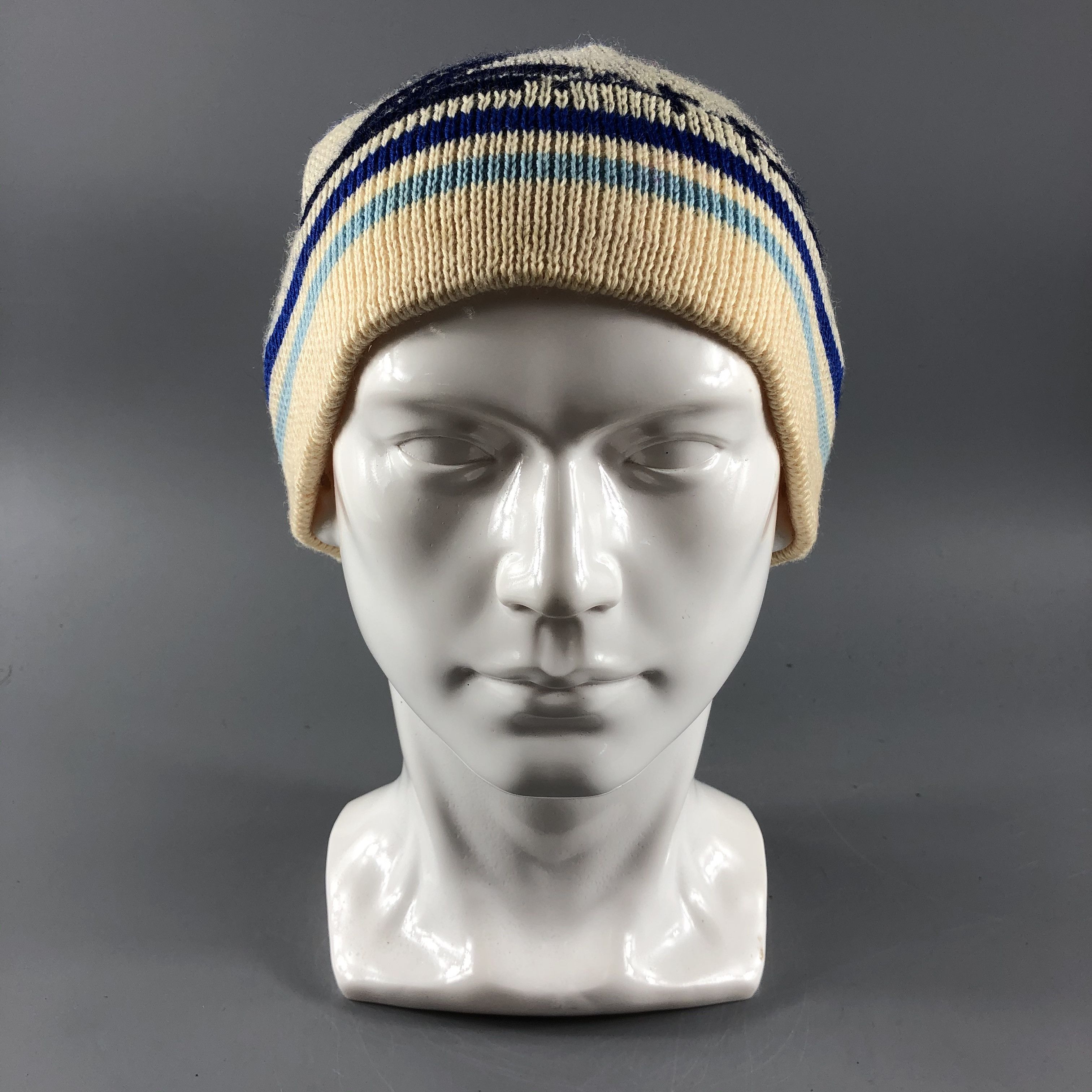 image of Vintage Lange Hats Stripe Beanie Snow Hat Snow Cap B179, Men's