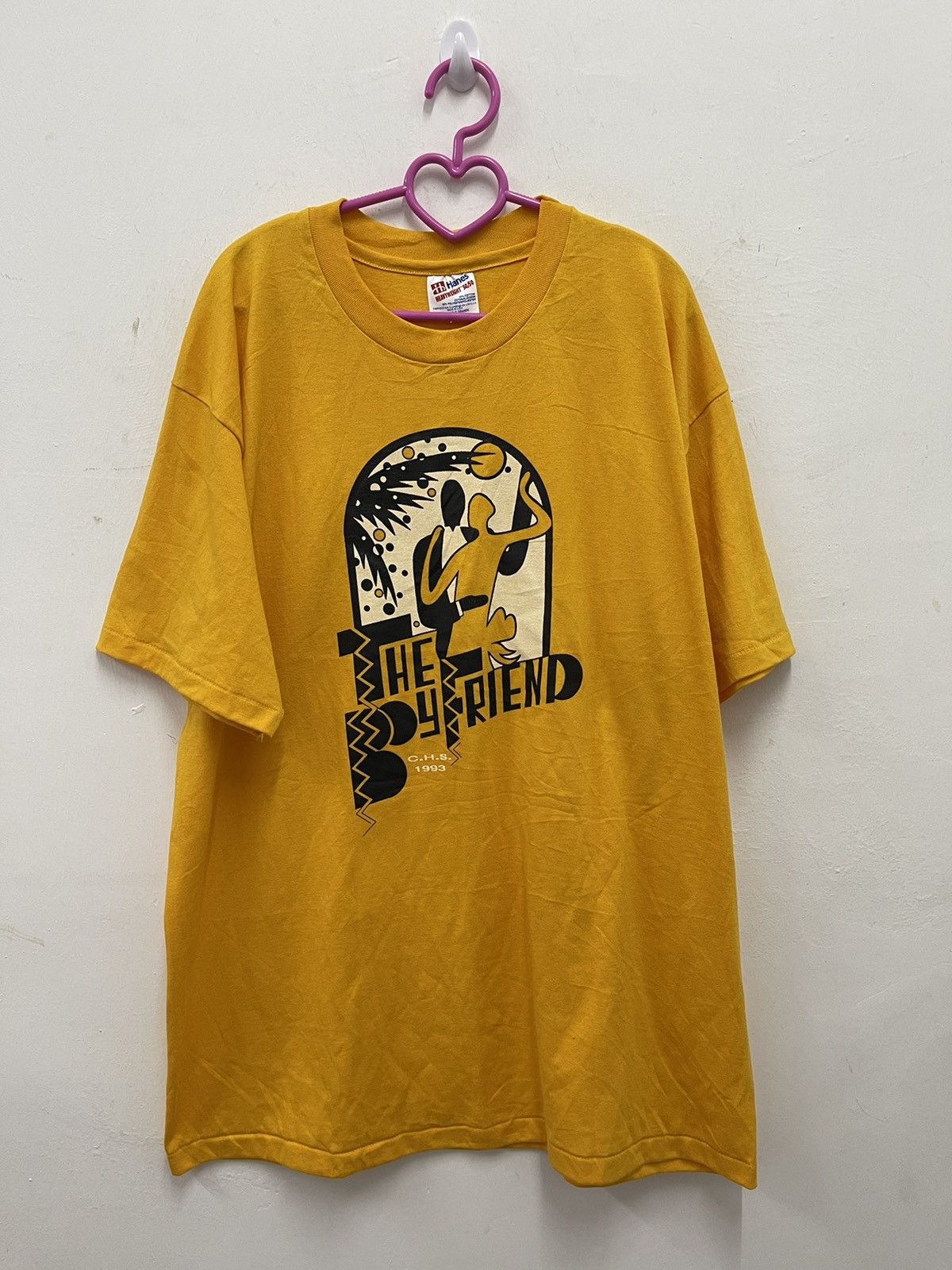 image of Band Tees x Rap Tees 90's Vintage The Boyfriend Shirt in Yellow, Men's (Size XL)