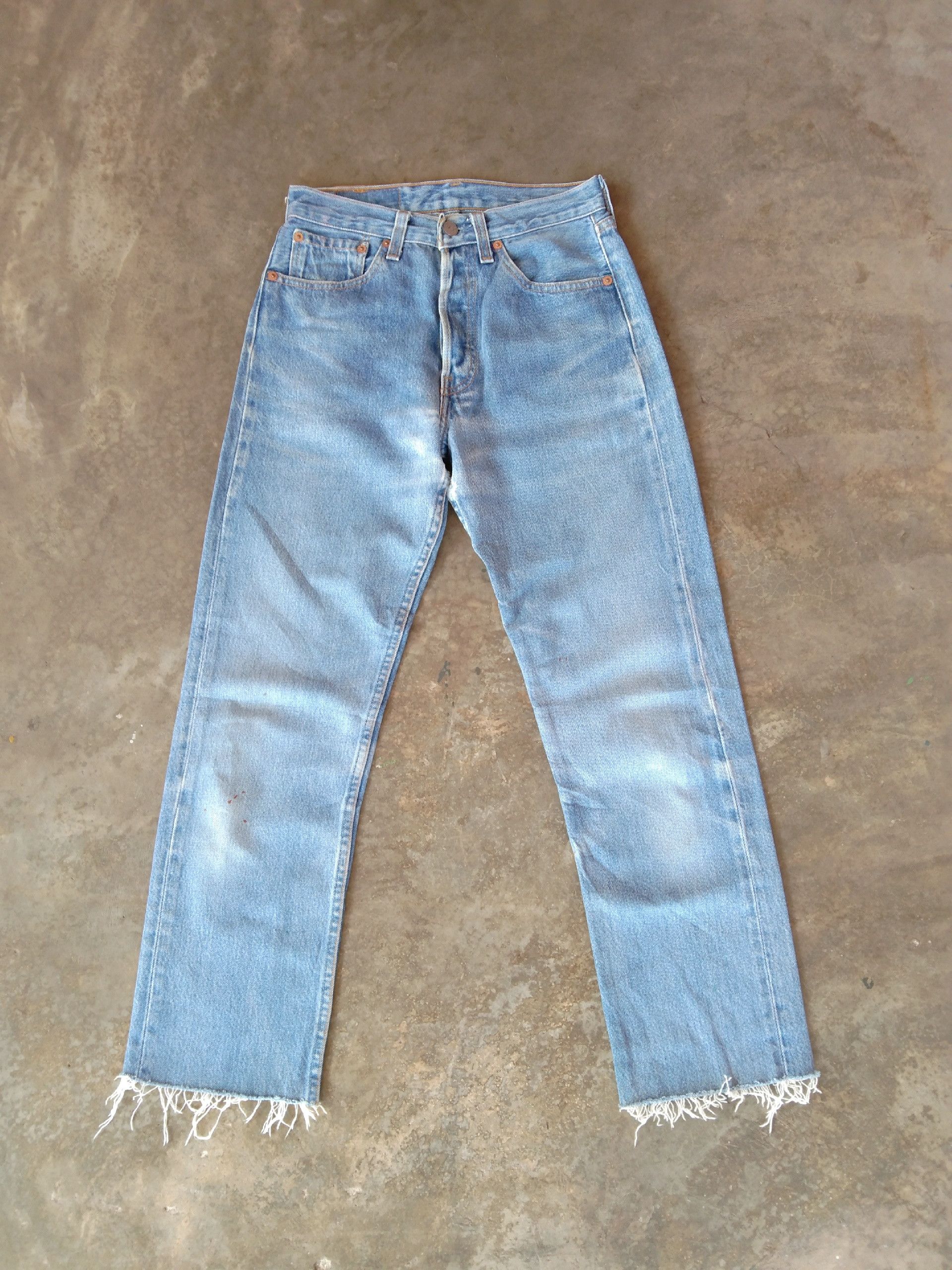 90s Vintage Levis 501 USA Cropped Distressed Jeans 26x26.5