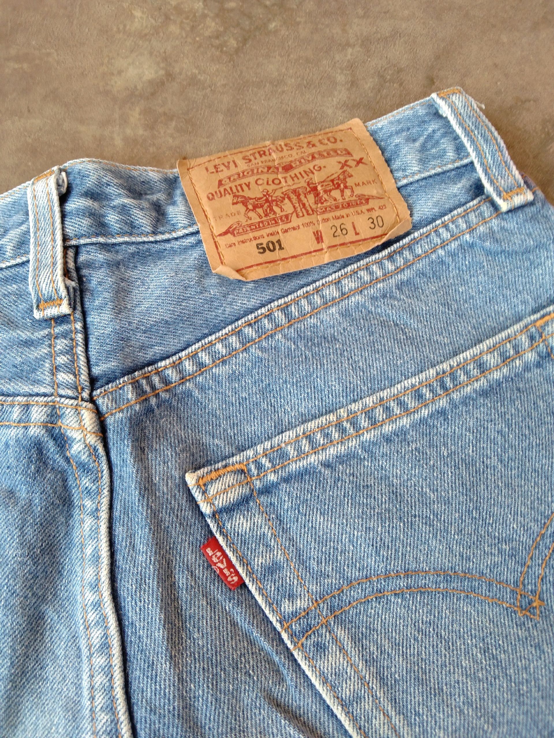 90s Vintage Levis 501 USA Cropped Distressed Jeans 26x26.5
