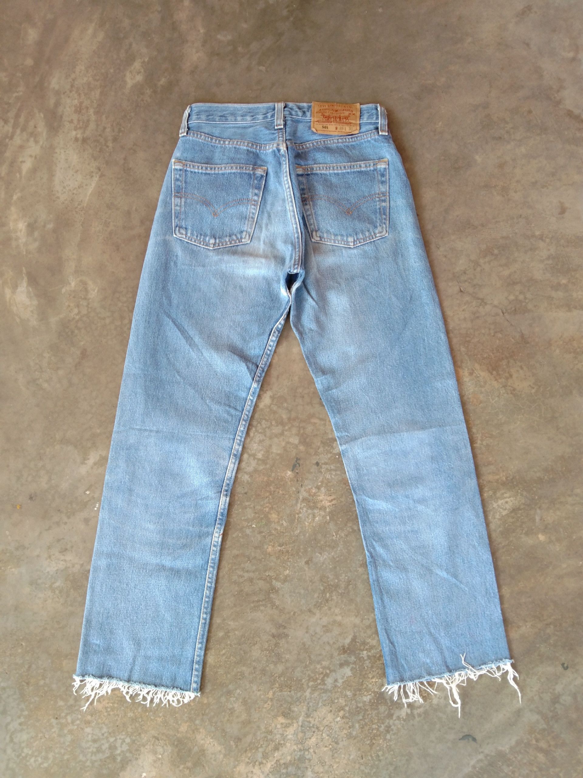 90s Vintage Levis 501 USA Cropped Distressed Jeans 26x26.5