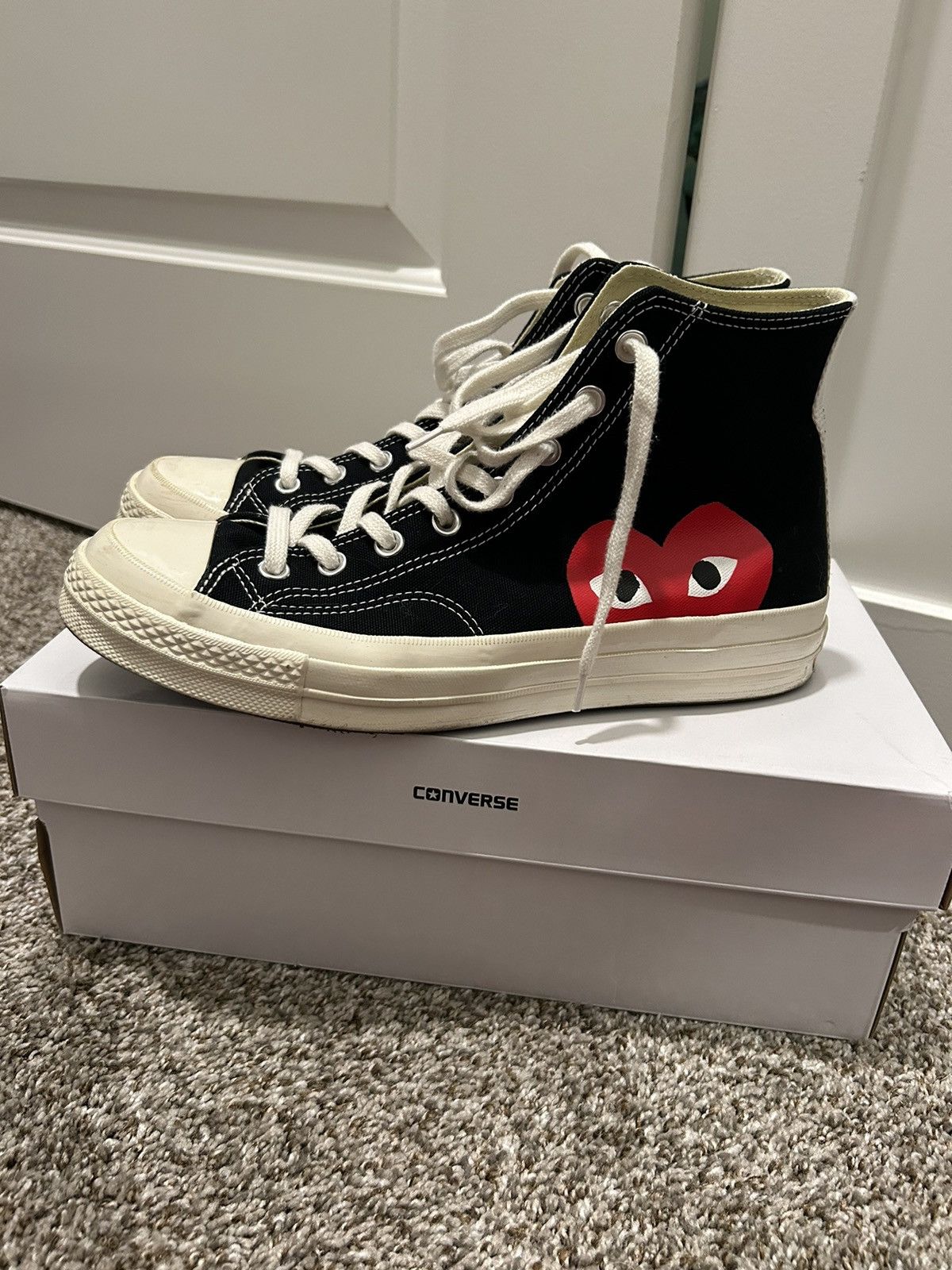 image of Comme Des Garcons Play x Converse Cdg Play X Converse High Top - Black Shoes, Men's (Size 10)
