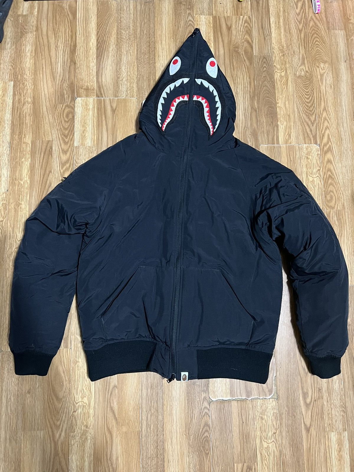 image of Bape Shark Down Hoodie Jacket in Black, Men's (Size XL)