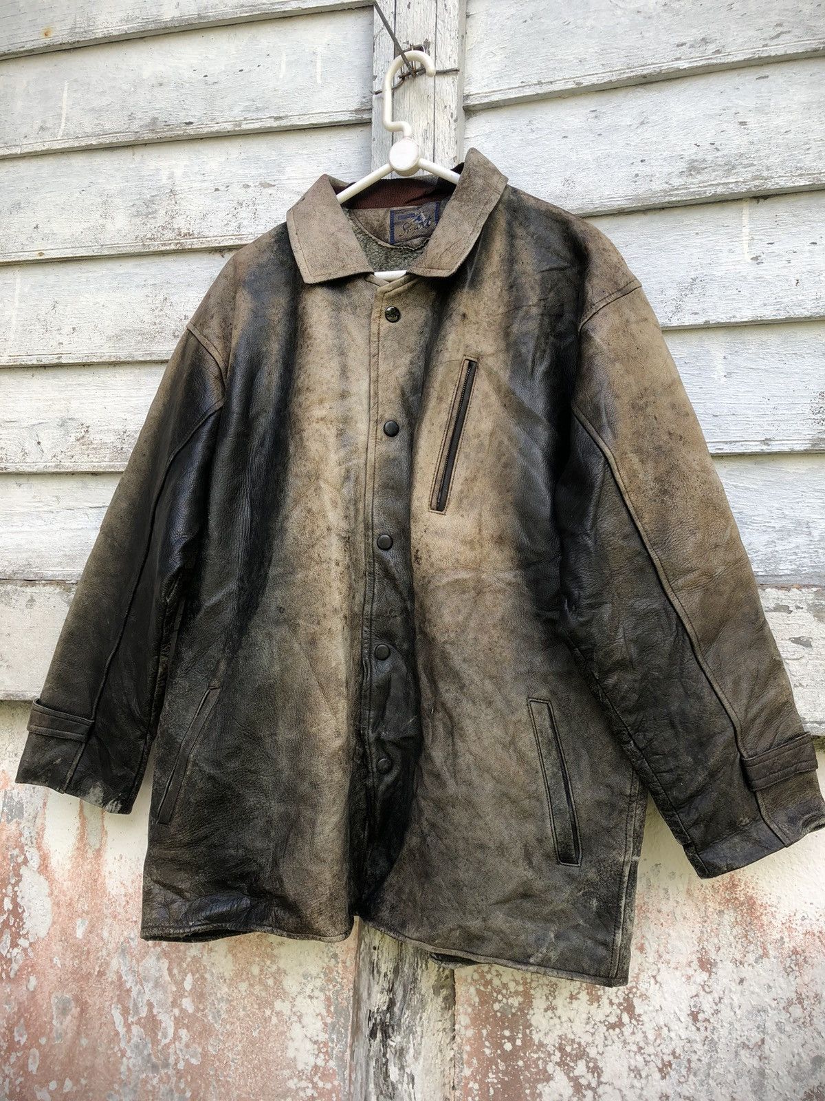 Genuine Leather × Vintage 80s Superior Smart Horse Hide Nice Aging Leather Jacket Size US L / EU 52-54 / 3 - 2 Thumbnail