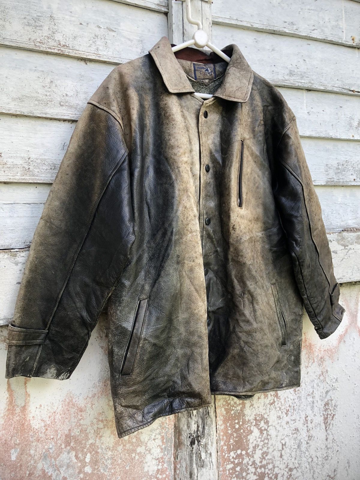 Genuine Leather × Vintage 80s Superior Smart Horse Hide Nice Aging Leather Jacket Size US L / EU 52-54 / 3 - 3 Thumbnail