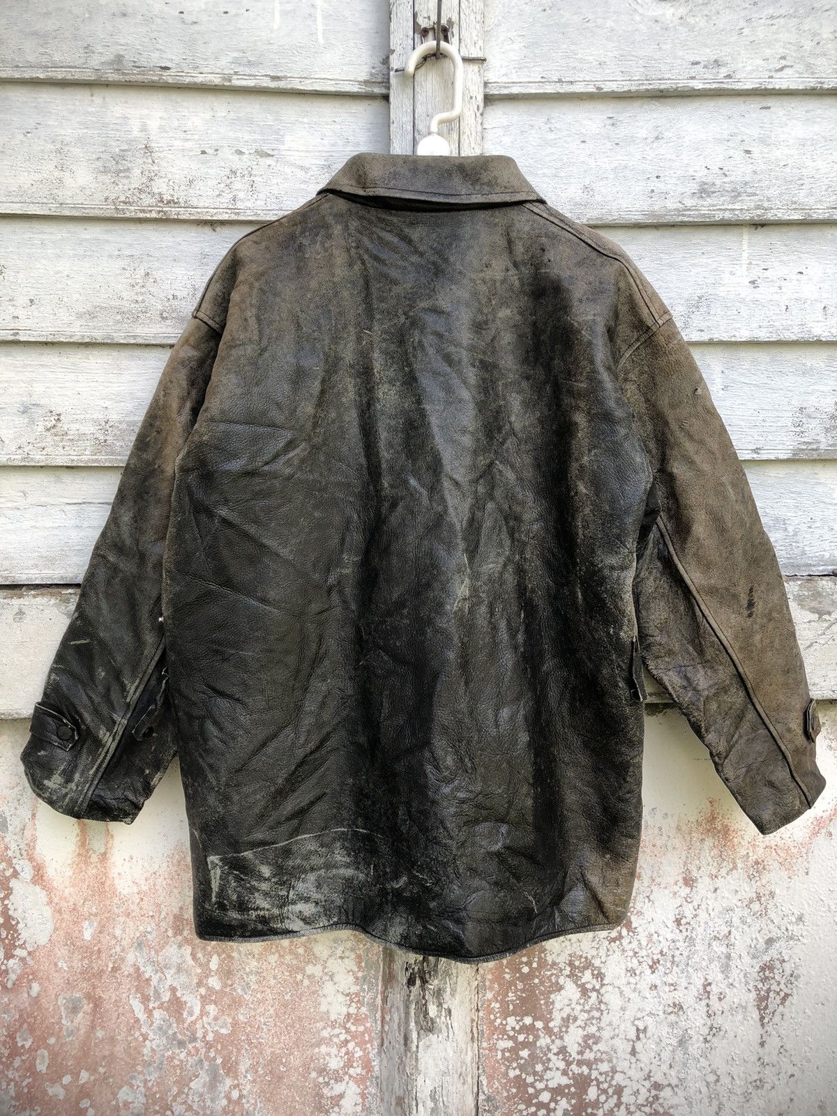 Genuine Leather × Vintage 80s Superior Smart Horse Hide Nice Aging Leather Jacket Size US L / EU 52-54 / 3 - 4 Thumbnail