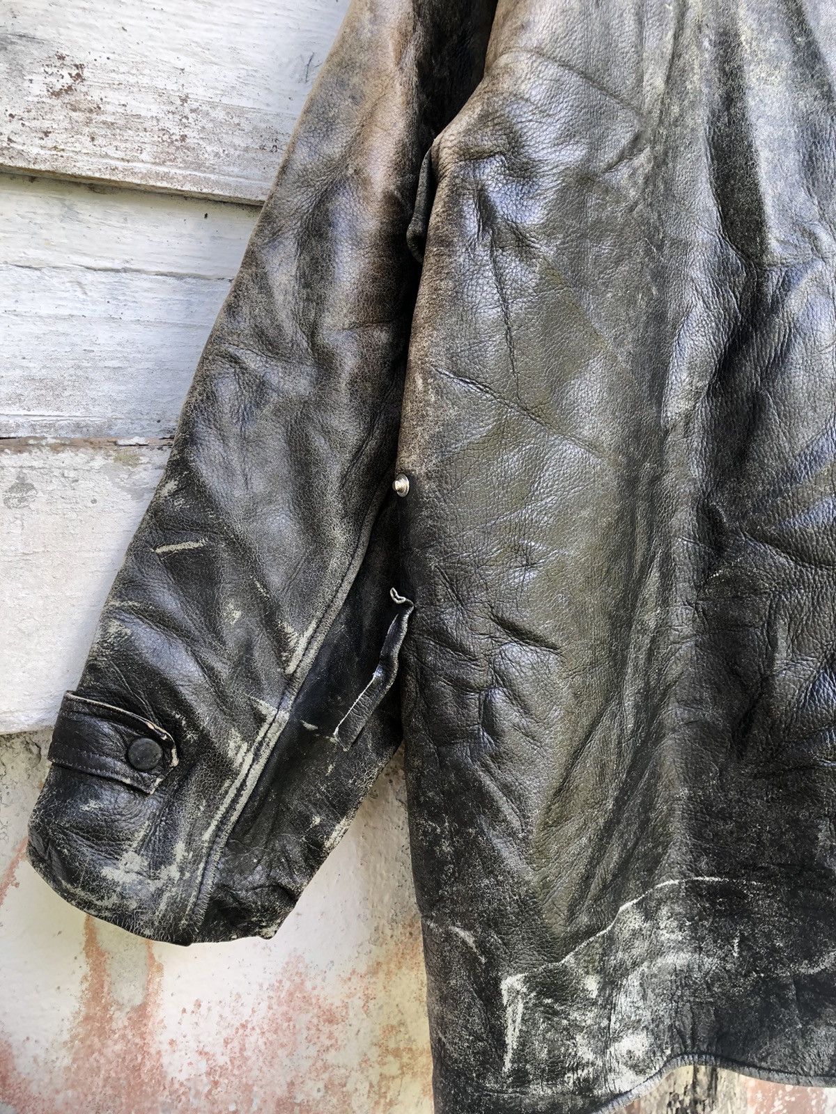 Genuine Leather × Vintage 80s Superior Smart Horse Hide Nice Aging Leather Jacket Size US L / EU 52-54 / 3 - 5 Thumbnail