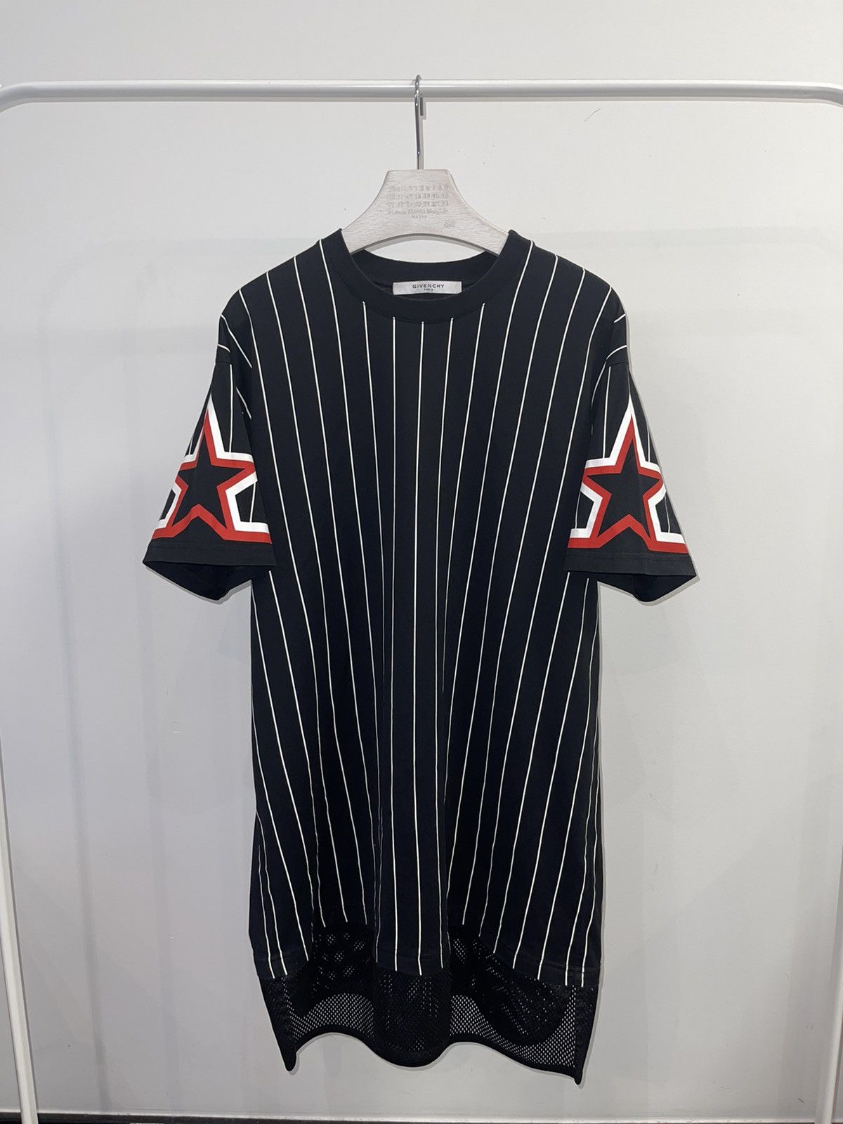 image of Givenchy Tisci Era Star Logo Striped Jersey T-Shirt in Black, Men's (Size Large)
