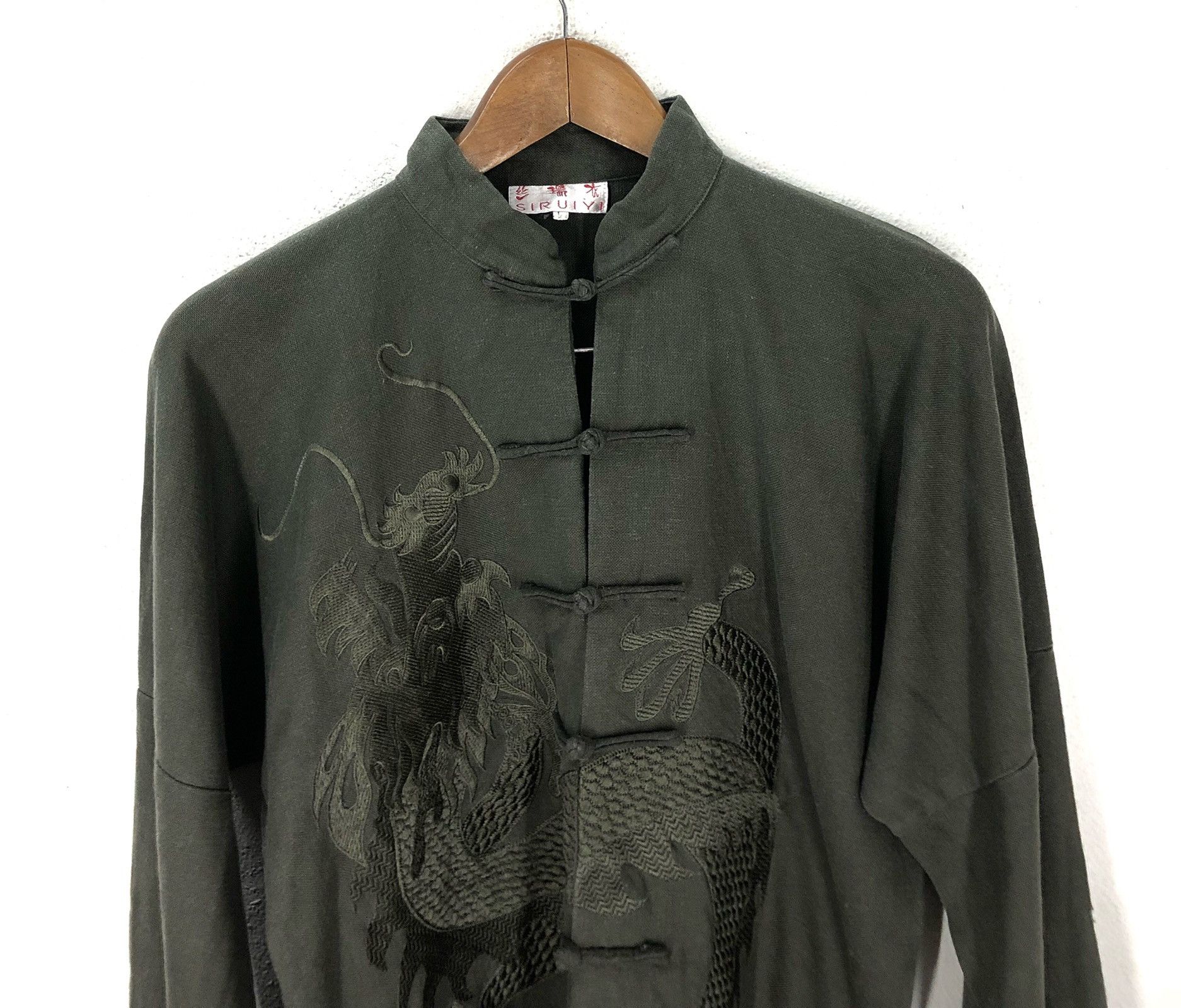 Designer × Japanese Brand Vintage SIRUIYI Chinese Dragon Embroidered Jacket OliveGreen Size US L / EU 52-54 / 3 - 2 Thumbnail